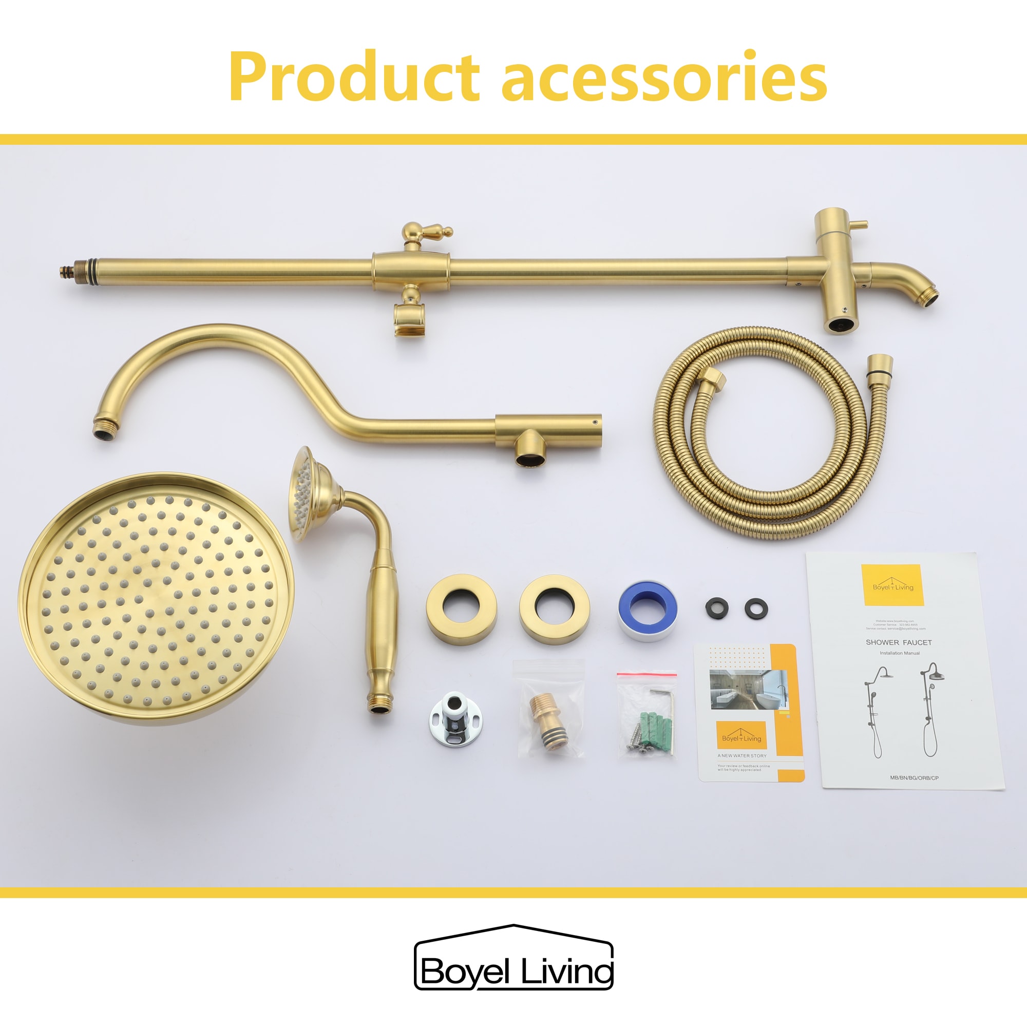 Clihome MS-BL-H1107-BG Showerhead-Bar-Panels - View #10