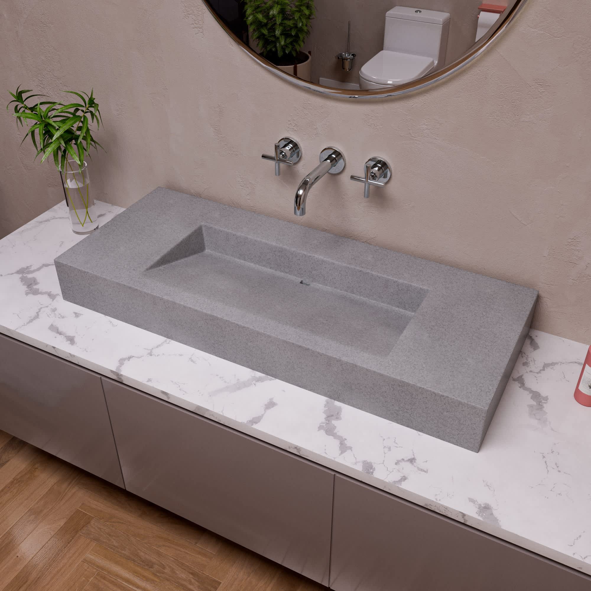 ALFI ABCO48R ABCO48R 48-in Solid Concrete Rectangular Countertop Sink