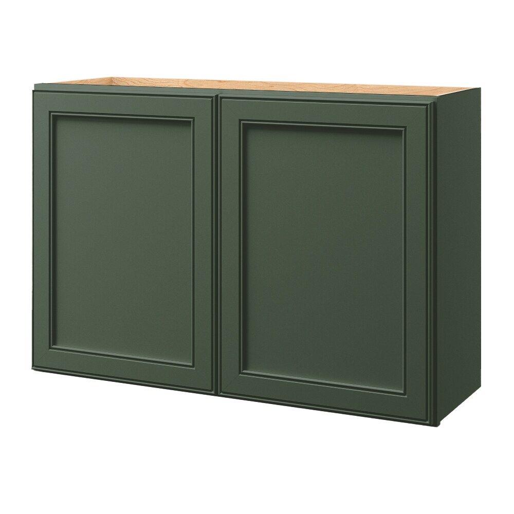 Heathrow 36-in W x 24.5-in H x 12-in D Sage Wall Fully Assembled Cabinet (Recessed Panel Square Door Style) in Green | - allen + roth 2363HR