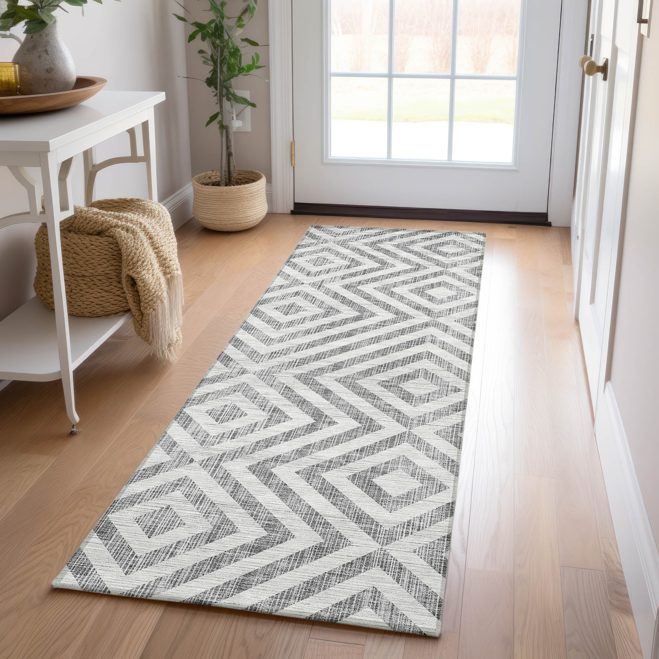Addison Rugs ACN733GY2X8 Chantille ACN733GY 2 x 7 (ft) Polyester Gray Rectangular Indoor/Outdoor Geometric Machine washable Area rug