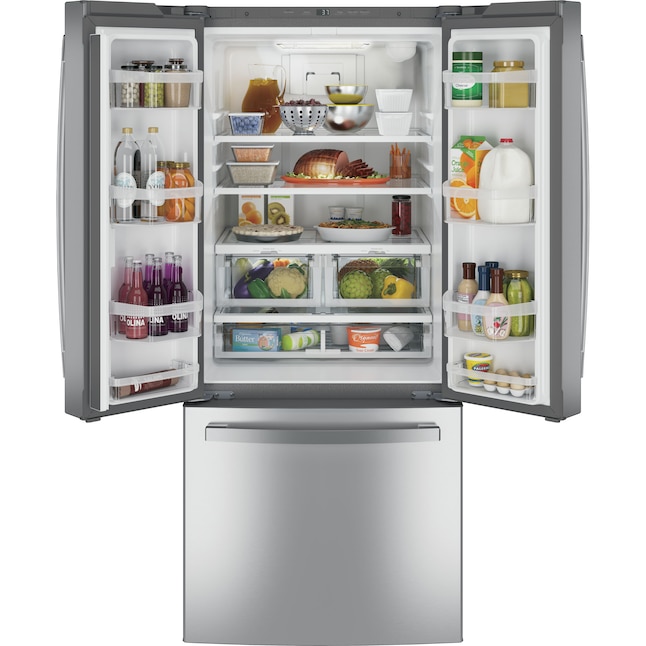 GE 20.8-cu ft French Door Refrigerator with Ice Maker (Stainless Steel ...