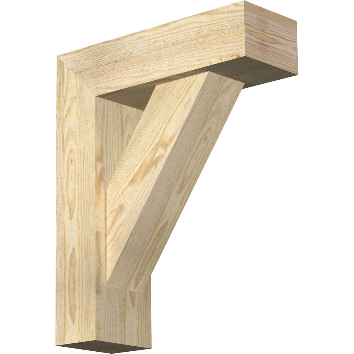 Ekena Millwork 1464935 Traditional block rough sawnbracket with offset brace 6-in x 18-in x 22-in Douglas fir Brown Wood Standard bracket