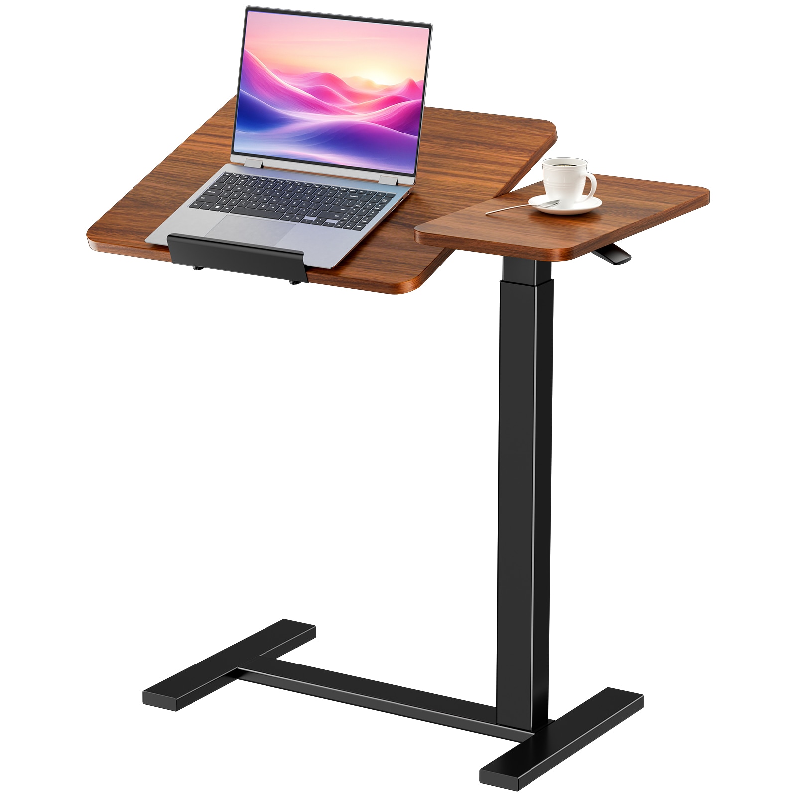 Sweetcrispy 27.6-in W Adjustable Height Tilting Overbed End Table Standing Desk Brown