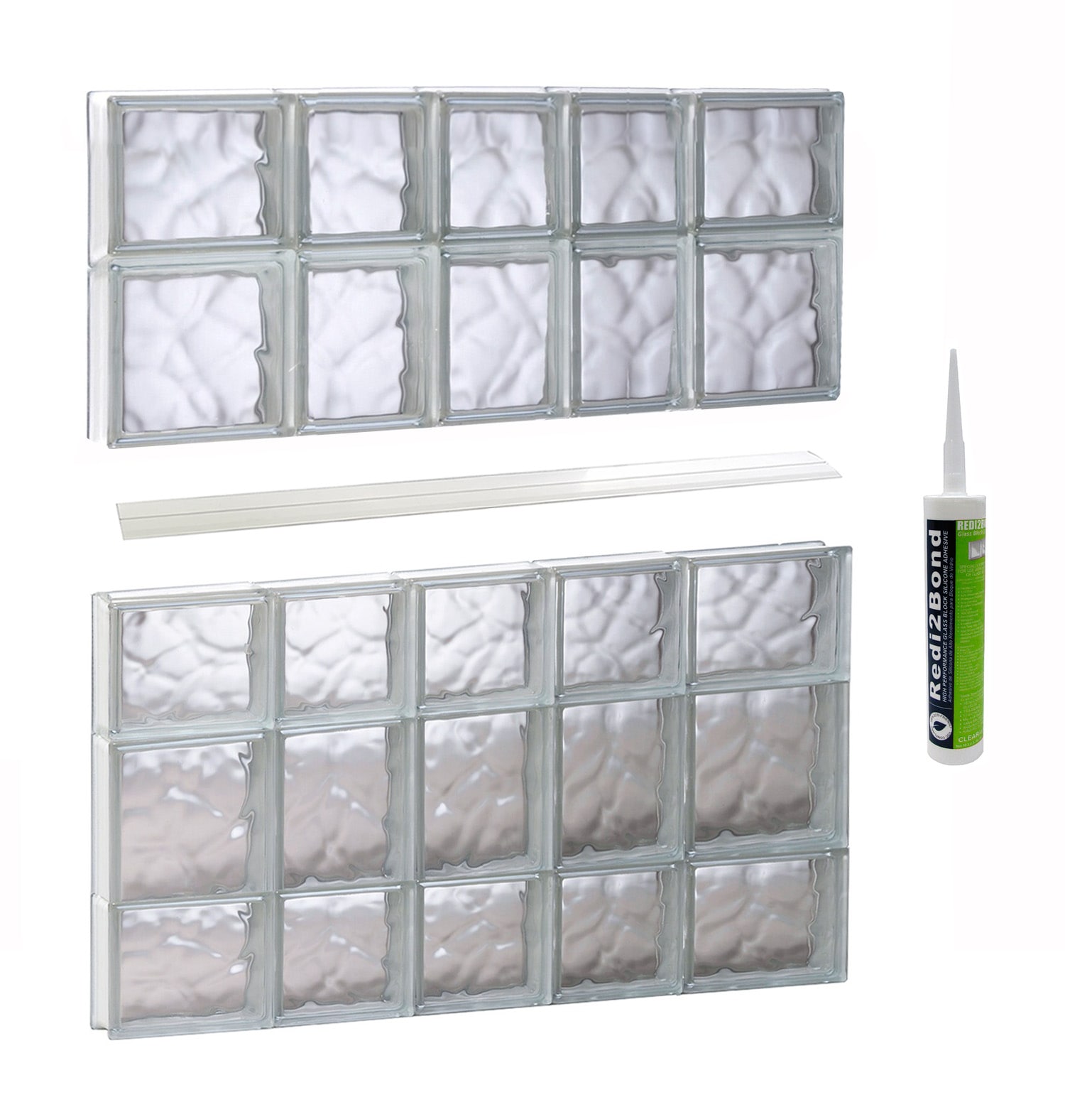 REDI2SET S3434DC Wavy Glass 32-3/4-in x 32-3/4-in Frameless Replacement Glass Block Window