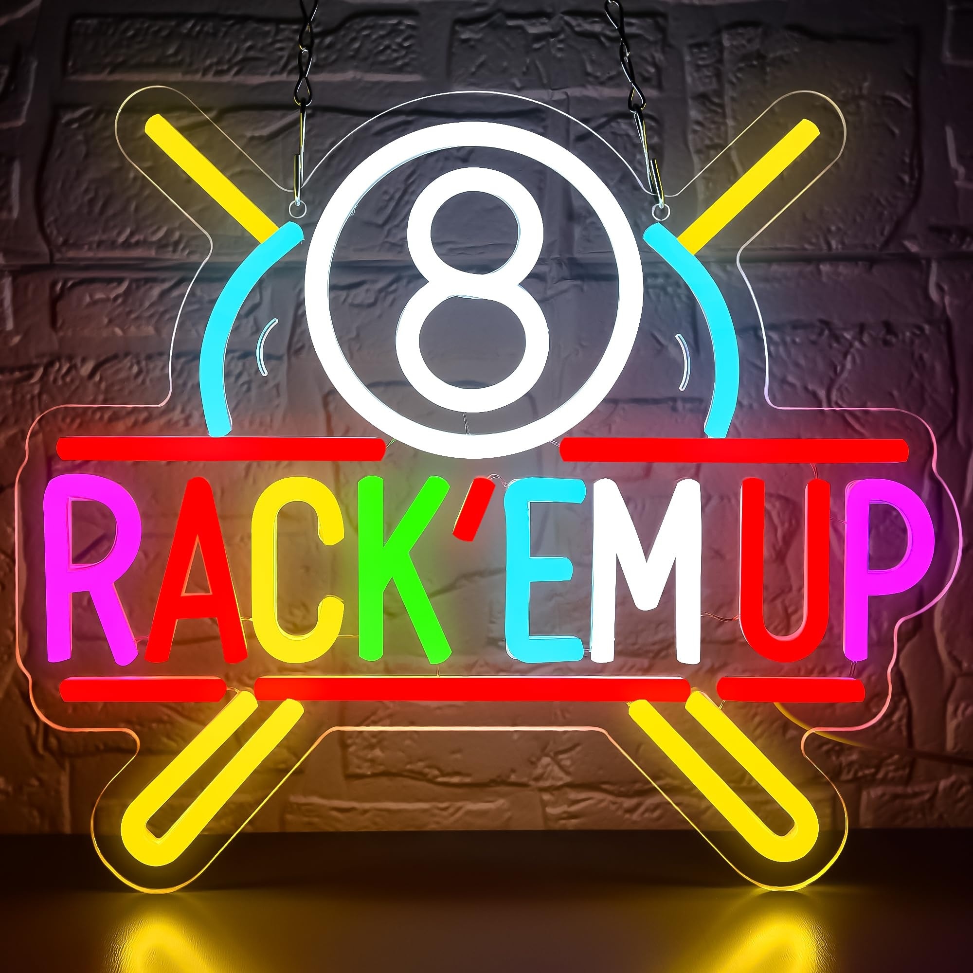 Lukvuzo Billiards Neon Sign LED Wall Decor 1 Piece Dimmable Pool Light for Game Room Bar Man Cave Bedroom Club Party 13.4 x 11.4 Inches #LLU0506M24