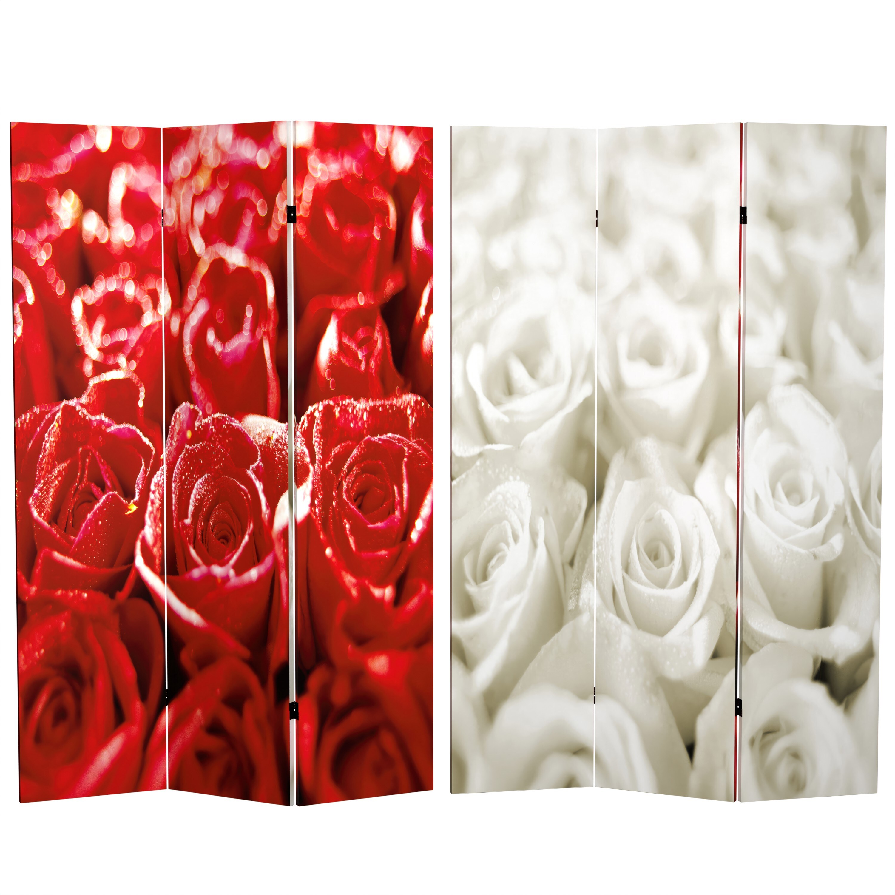 Red Lantern CAN-ROSE1 3-Panel Printed Canvas Fabric Folding Contemporary/Modern Style Room Divider