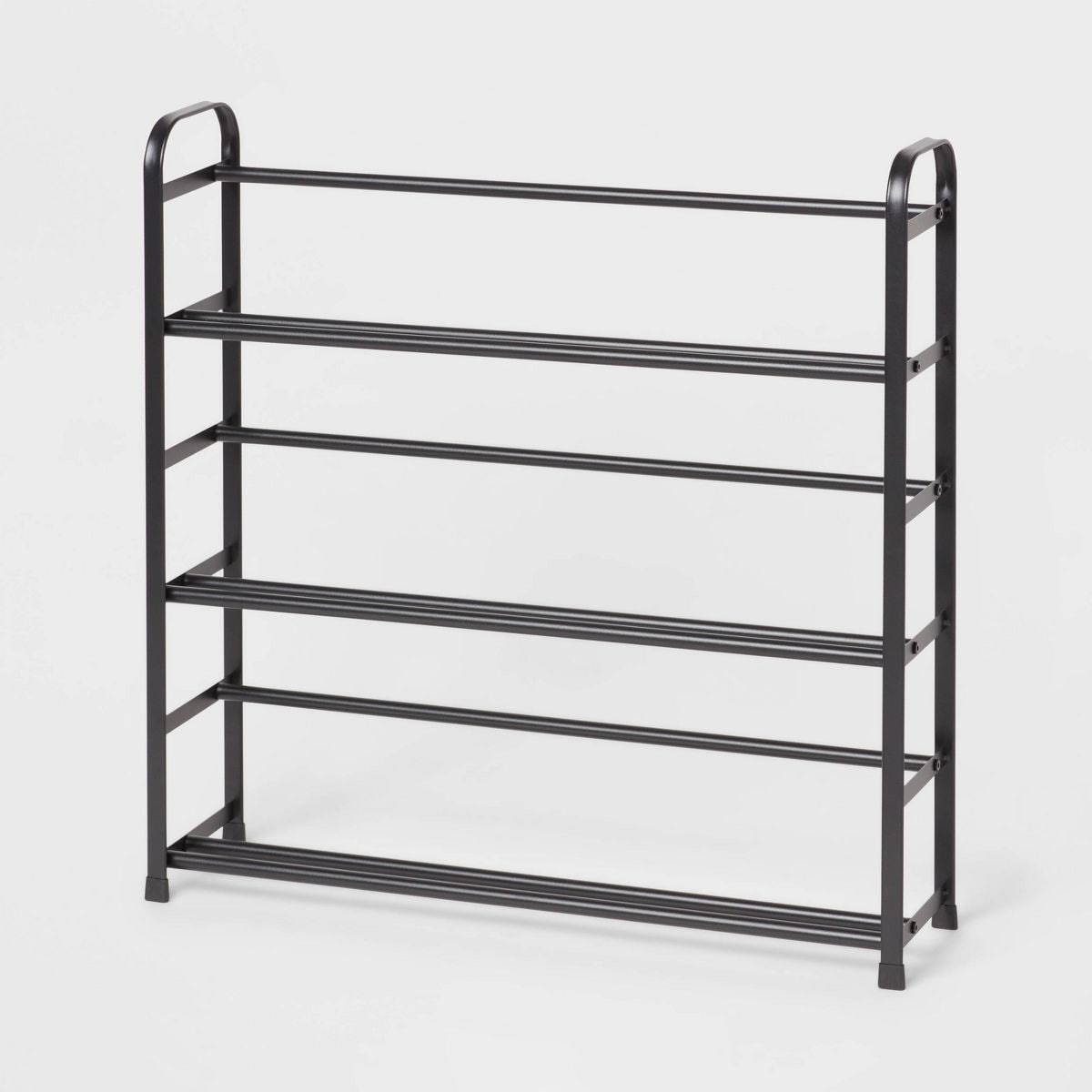 JUSHUA Black Freestanding Metal Shoe Rack Steel Frame Holds 9 Pairs 29 Inches by 7 Inches by 29 Inches