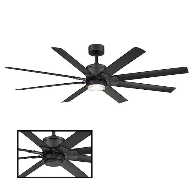 Renegade Indoor And Outdoor 8 Blade Smart Ceiling Fan 66in Matte Black With 3000k Led Light Kit Remote Control Works Alexa Google, Standard Countertop Kitchen Cabinet Height 8 Foot Ceiling Fan