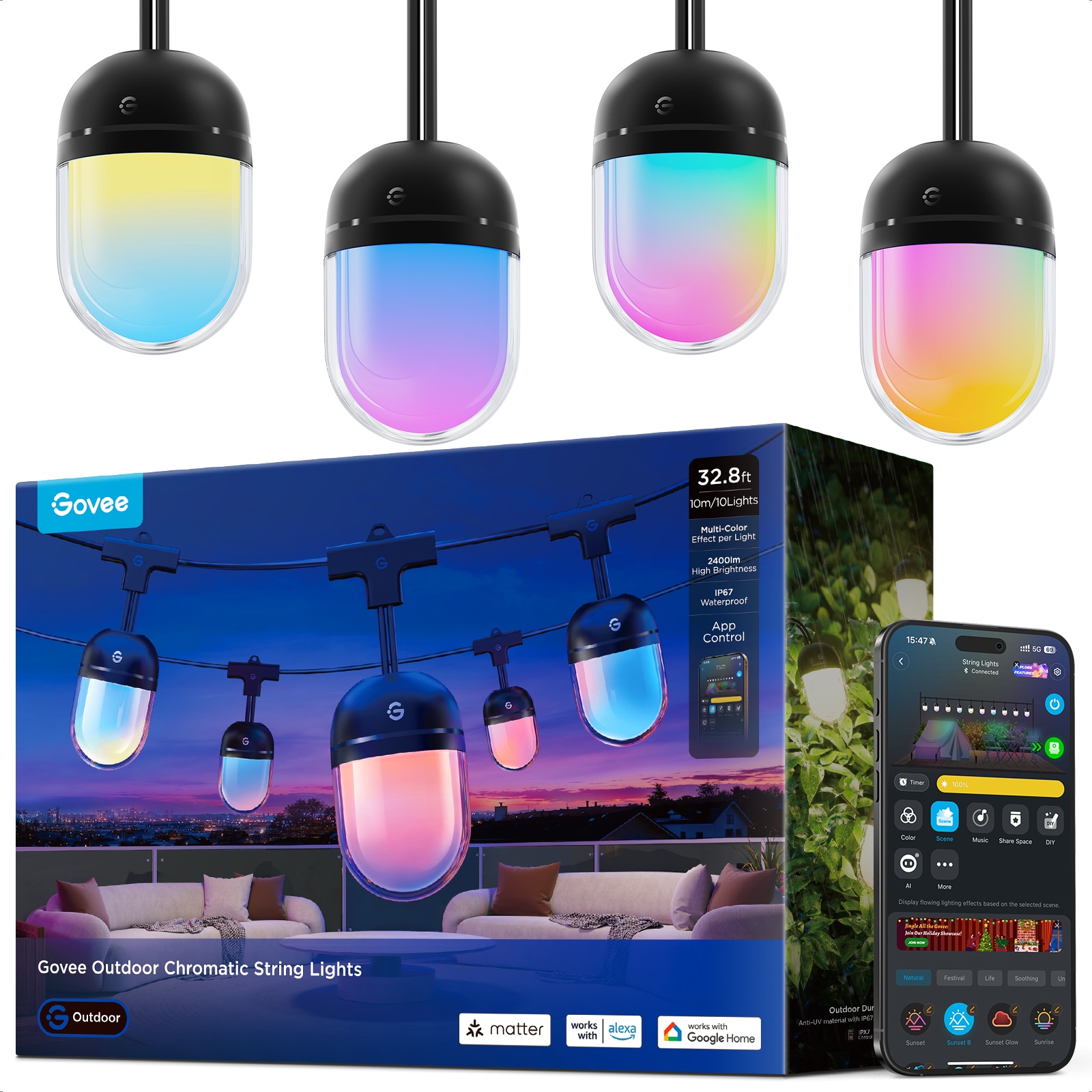 Govee  32.8ft Outdoor Chromatic String Lights