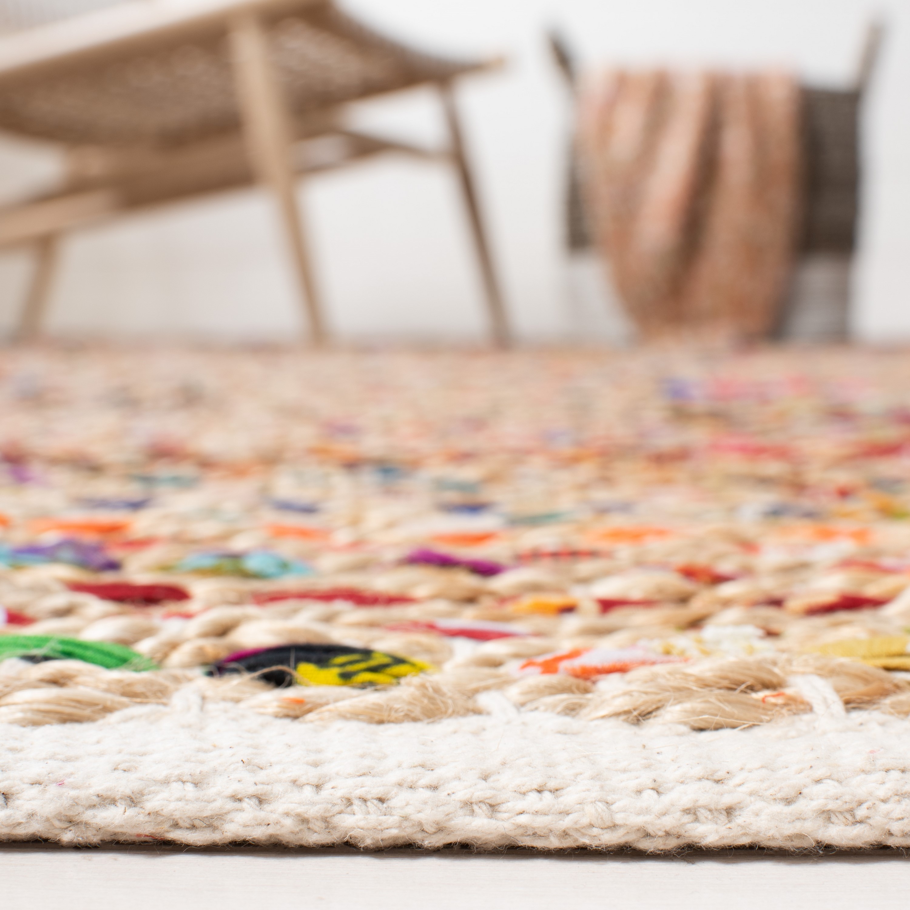 Cape Cod Multicolor Handwoven Wool Cotton Area Rug 4' x 6'