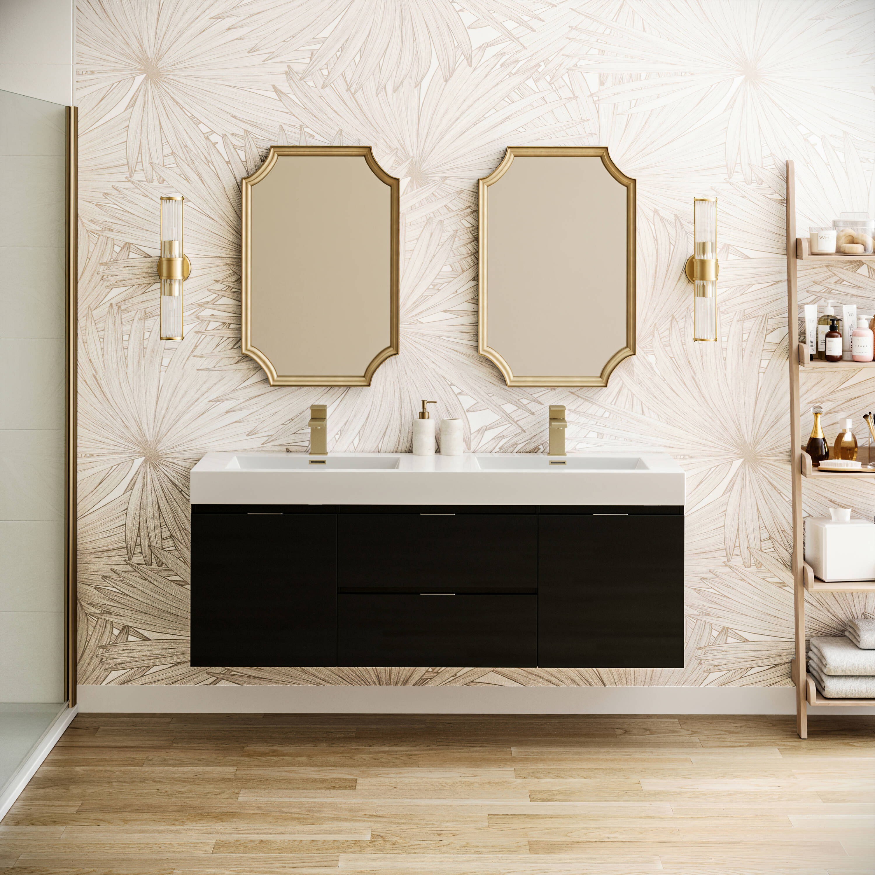 Fresca FCB8360GG-D-I Valencia 60-in Dark Slate Gray Double sink Bathroom Vanity with White Acrylic Top