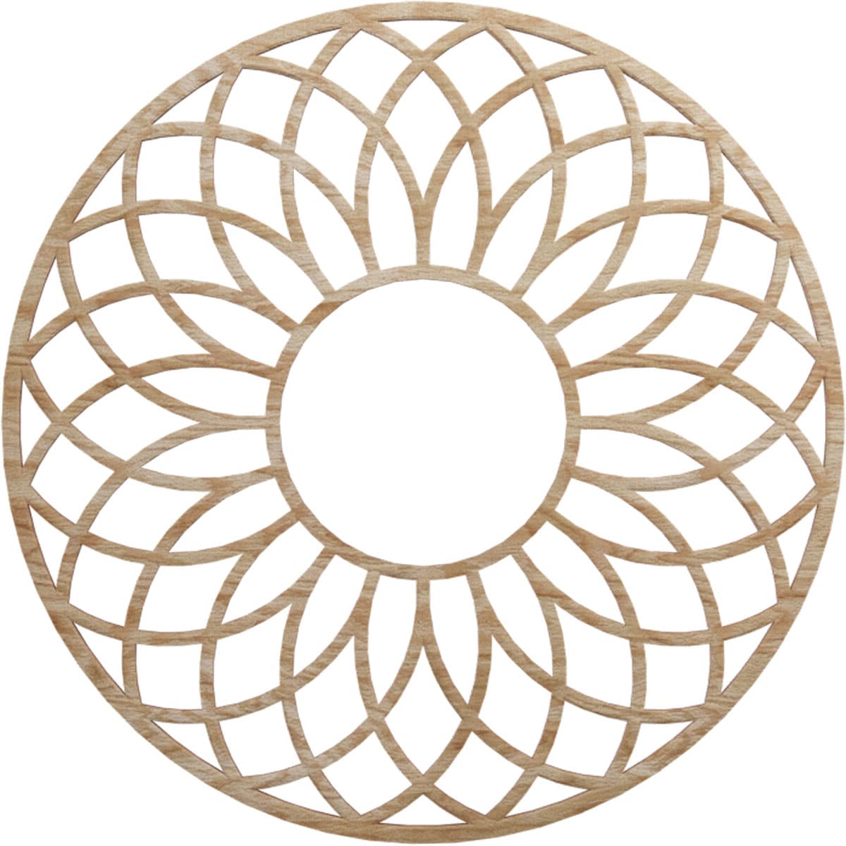 Ekena Millwork CMWP24X24X0250CNRO Cannes Fretwork Pierced 24-in W x 24-in L Modern Red Oak Wood Ceiling Medallion