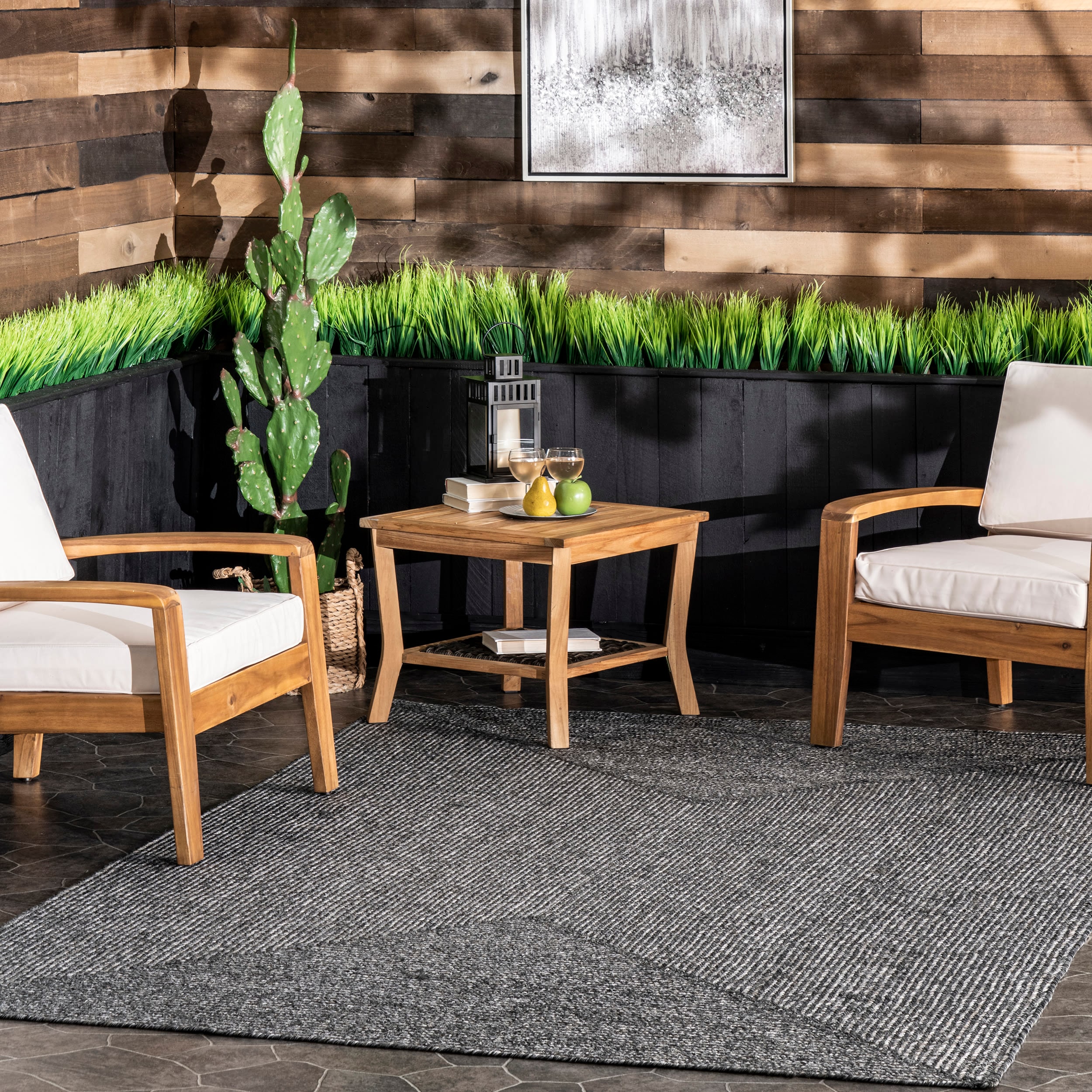 nuLOOM HJFV01F-10013 Lefebvre 10 x 13 (ft) Braided Polypropylene Charcoal Rectangular Indoor/Outdoor Solid Area rug