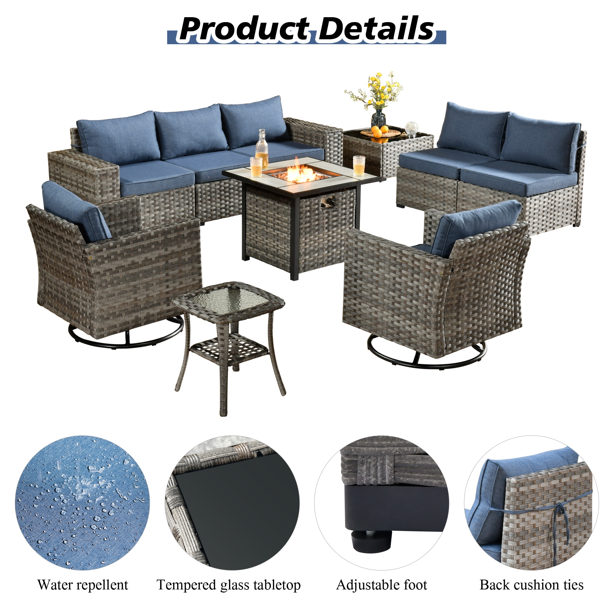 Pouuin SFPYZBBR3-10 Patio-Sofas-Daybeds - View #2