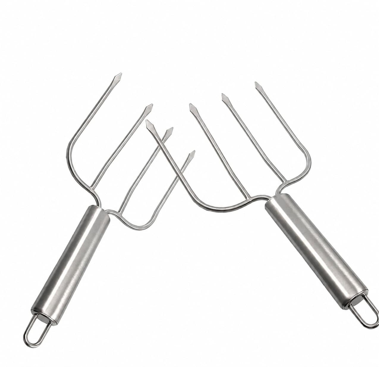 Aoibox  11 3 in Stainless Steel Turkey Lifter Fork Set with Long Handles and 4 Sharp Prongs Set of 2