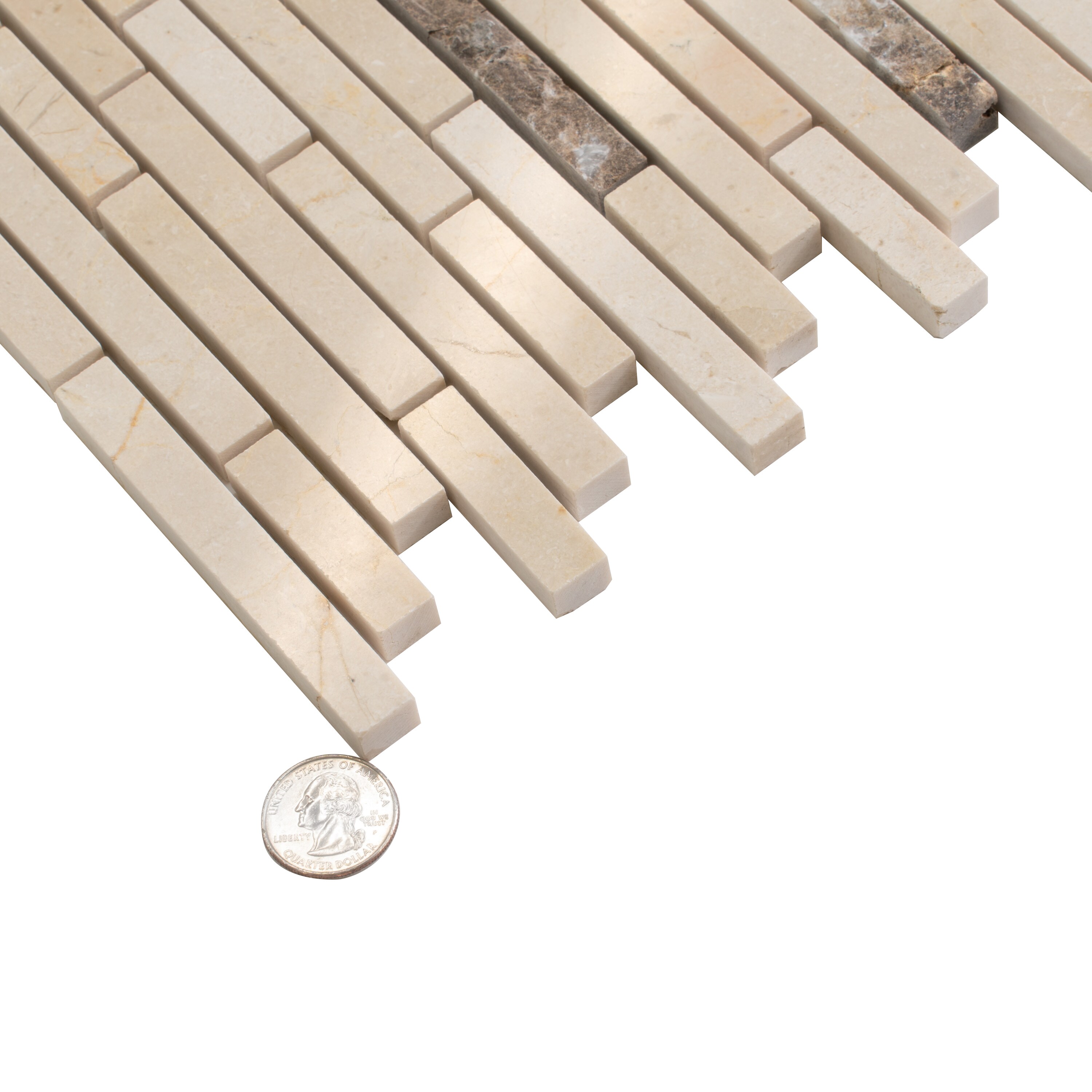 Beige Linear Polished Marble Mosaic Tile 12" x 11.6"