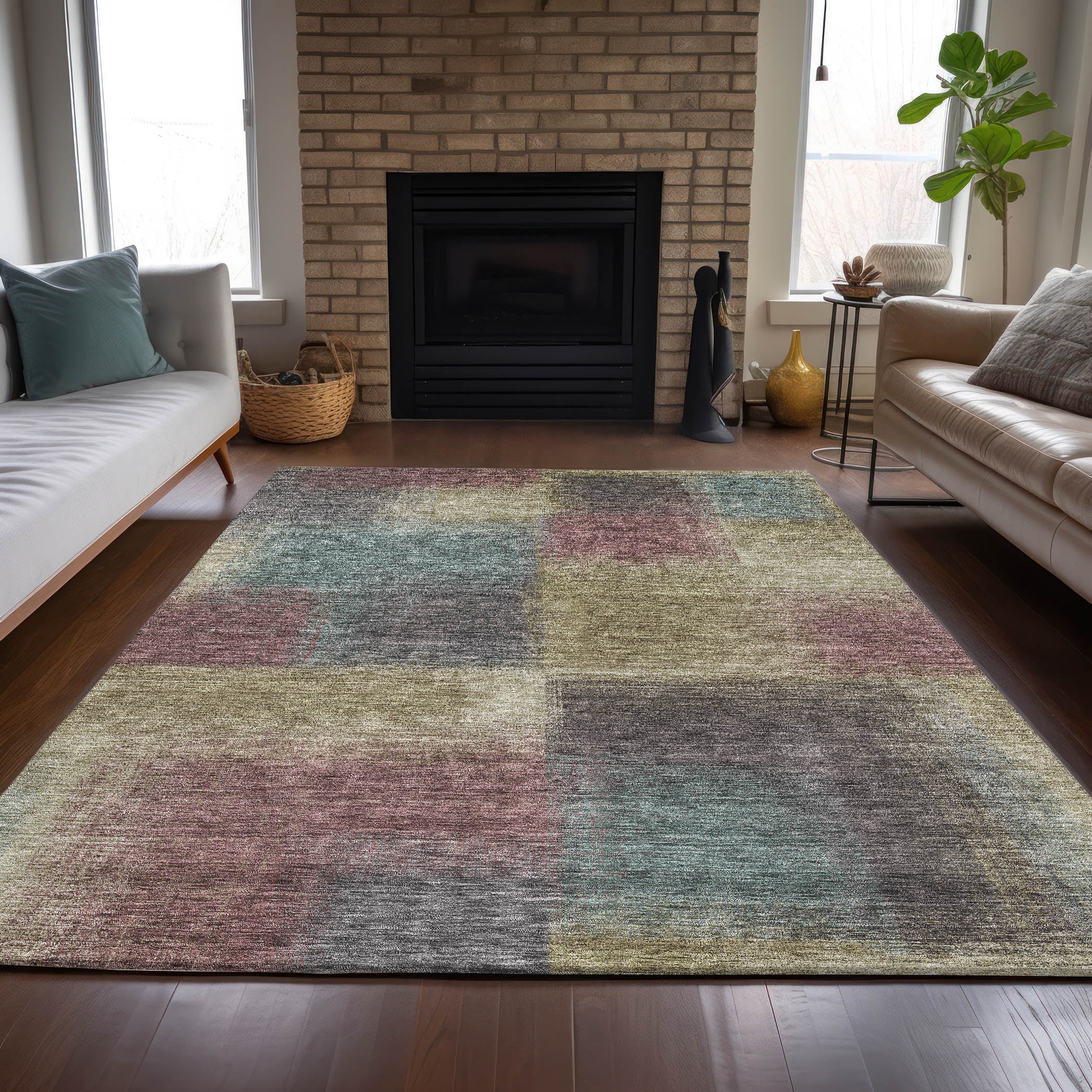 Addison Rugs ACN742BG8X10 Chantille ACN742BG 8 x 10 (ft) Polyester Beige Rectangular Indoor/Outdoor Geometric Machine washable Area rug