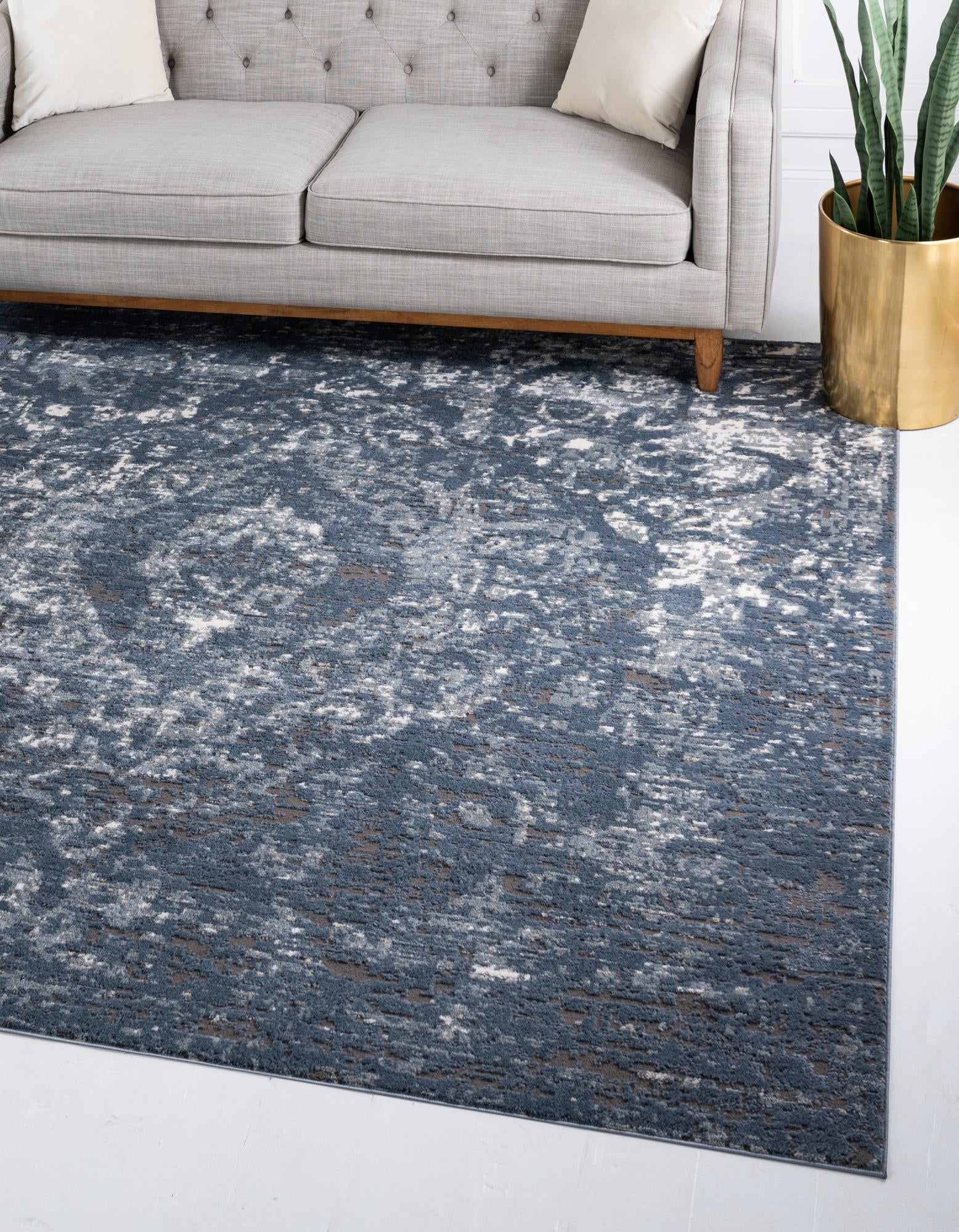 Unique Loom 3167043 Portland 5 x 5 (ft) Loomed Polypropylene Blue Square Indoor Medallion Area rug
