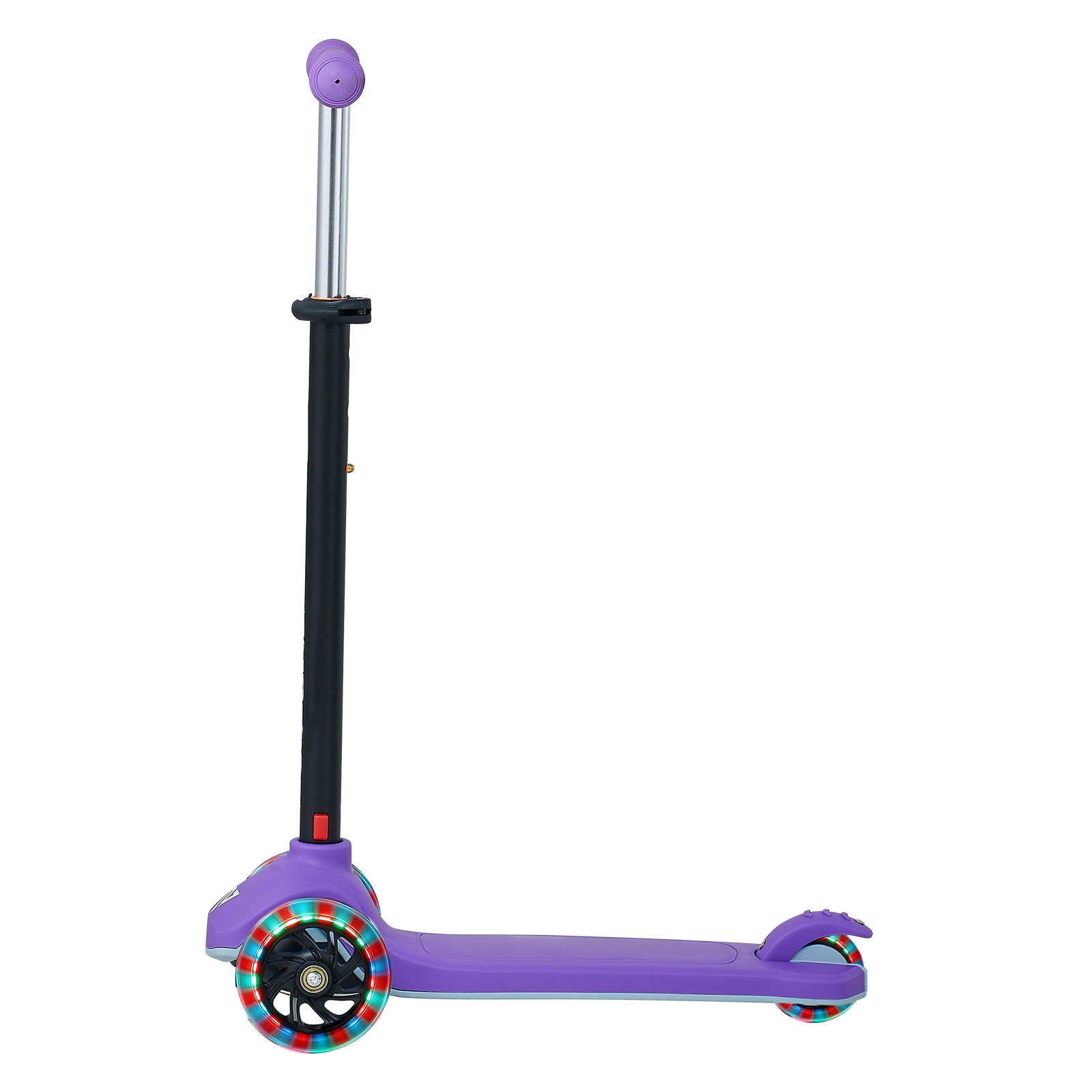 VEVOR Kick Scooter for Kids Ages 3+ 3-Wheel Toddler Scooter with Light-Up Wheels Adjustable Height Handlebar Wide Anti-Slip Deck Lightweight Aluminum Frame for Boys and Girls up to 165 lbs Purple
