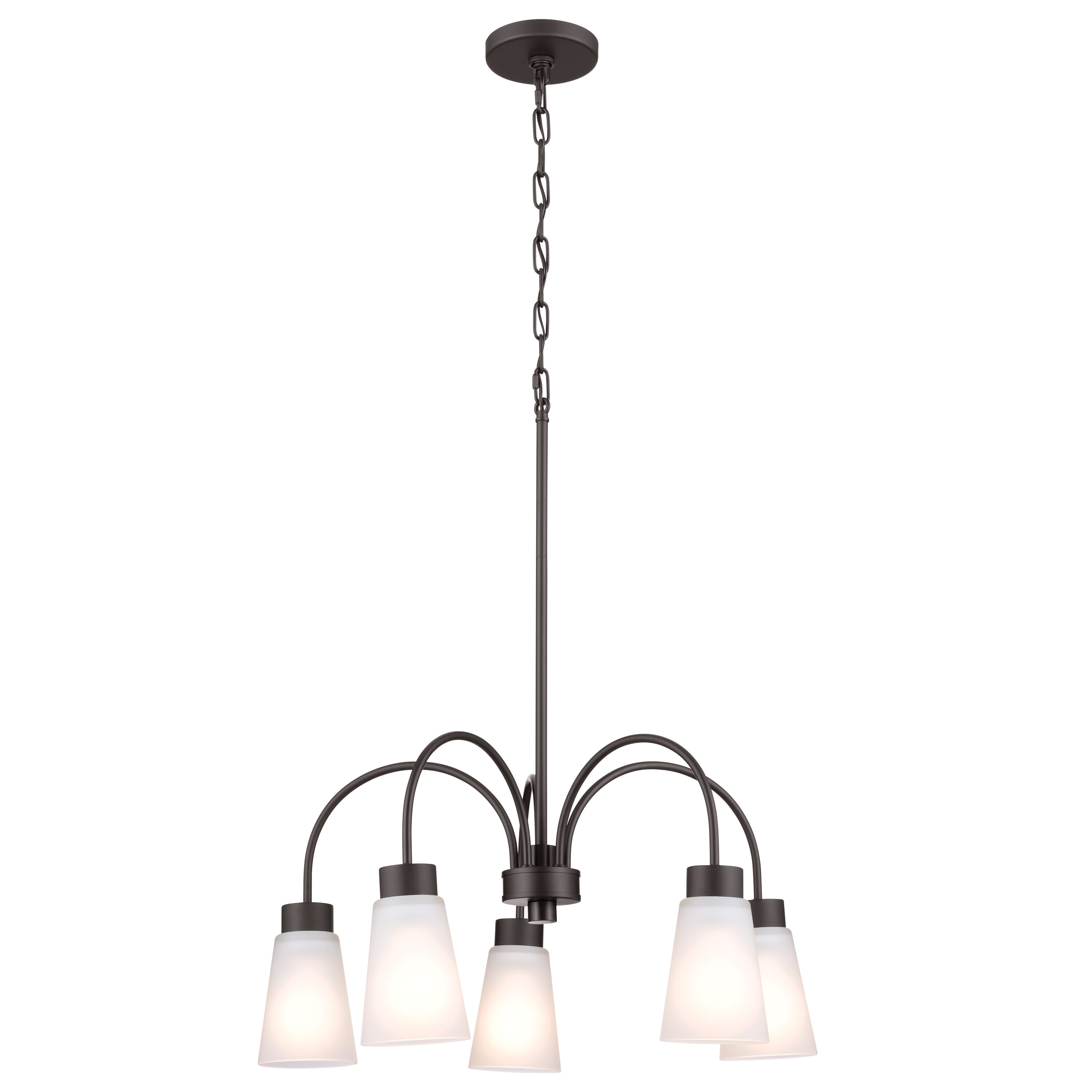 Erma 24" Olde Bronze Chandelier with White Horn Shades