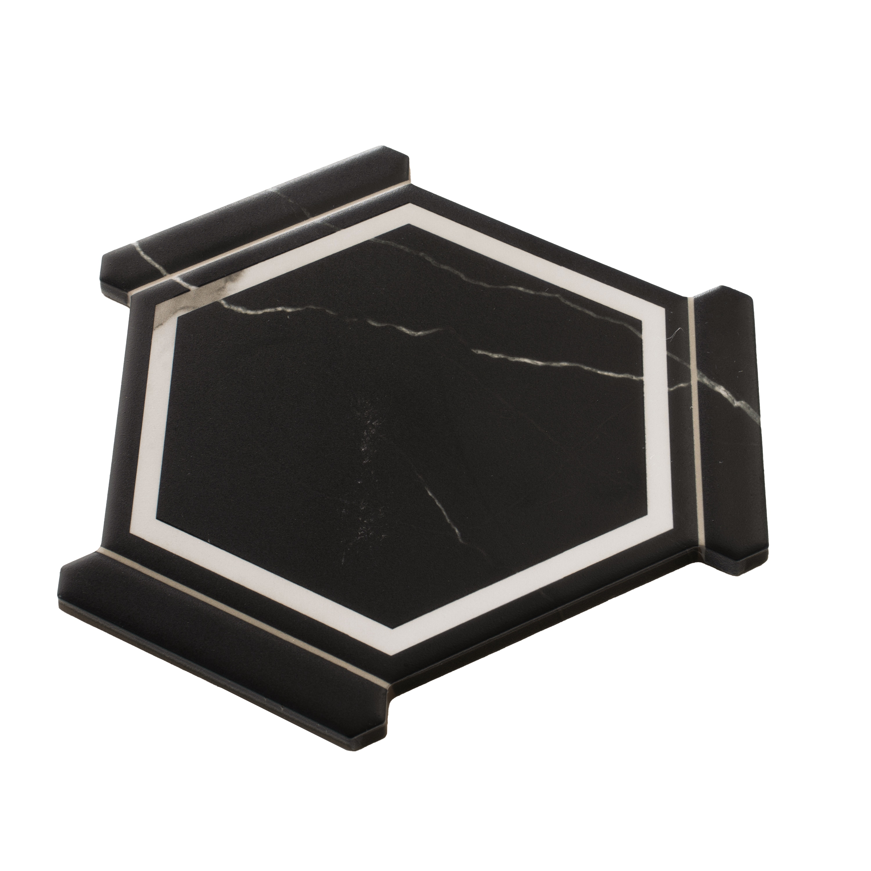 Apollo Tile Sample - Aureole Black and White 4-in x 5-in Matte Porcelain Hexagon Floor and Wall Tile