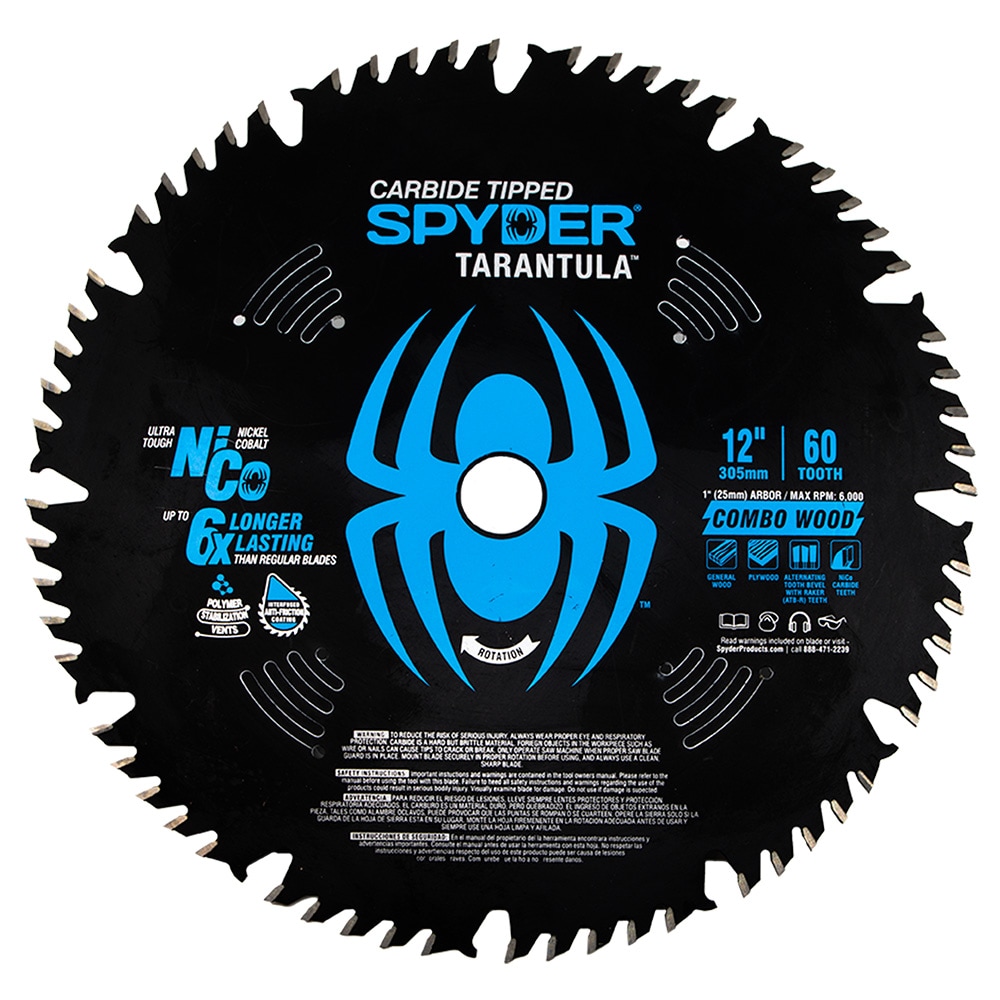 Combo Wood 12-in 60-Tooth Tungsten Carbide-tipped Steel Miter/Table Saw Blade | - Spyder 13022