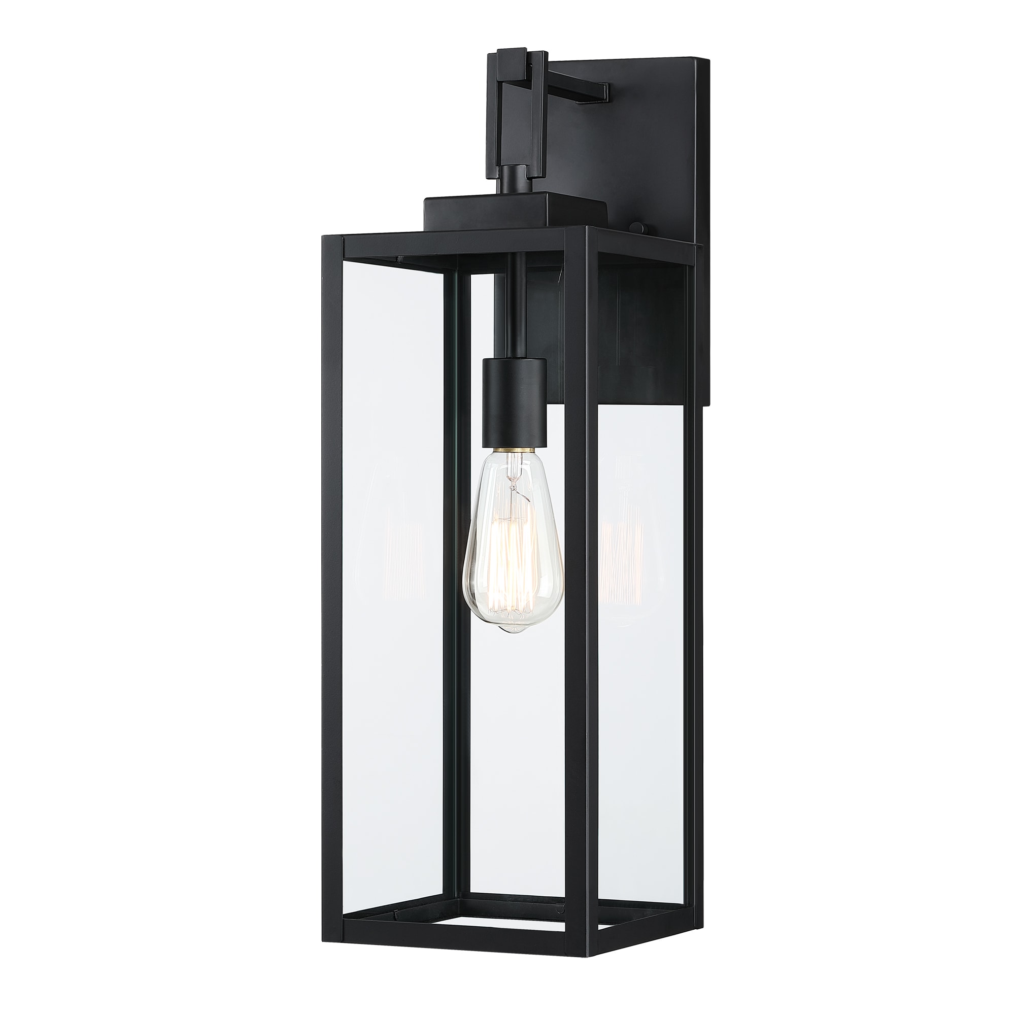 Hukoro 16.5-in Matte Black Modern/Contemporary Outdoor Light Post Lantern