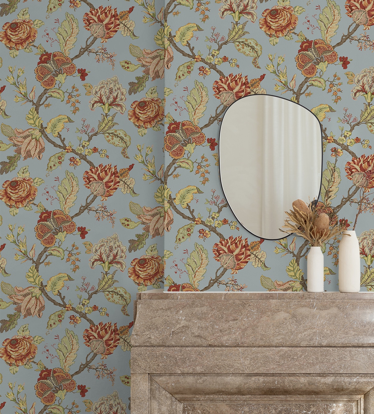 Blue Dusk Floral Vinyl Self-Adhesive Peel and Stick Wallpaper
