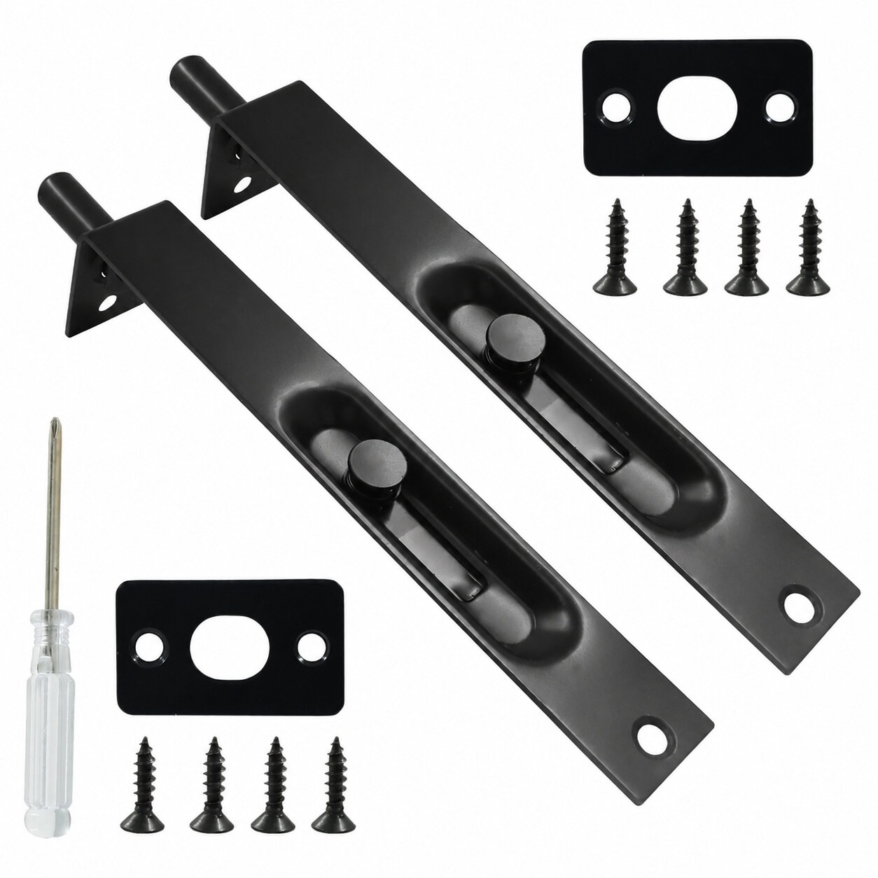 Etokfoks  2 Pack 6 in Stainless Steel Flush Bolt Latches with L Type Lever Action for French and Double Doors Inch