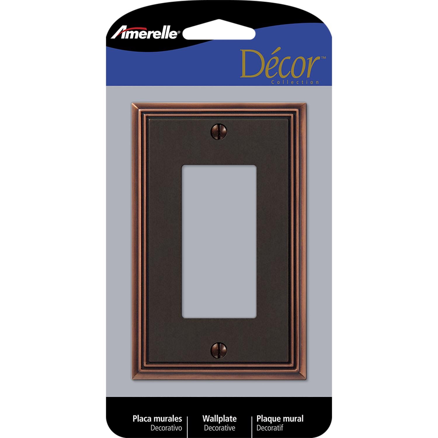 Amerelle Metro Aged Bronze 1 gang Die Cast Metal Decorator Wall Plate 1 pk #77RDB