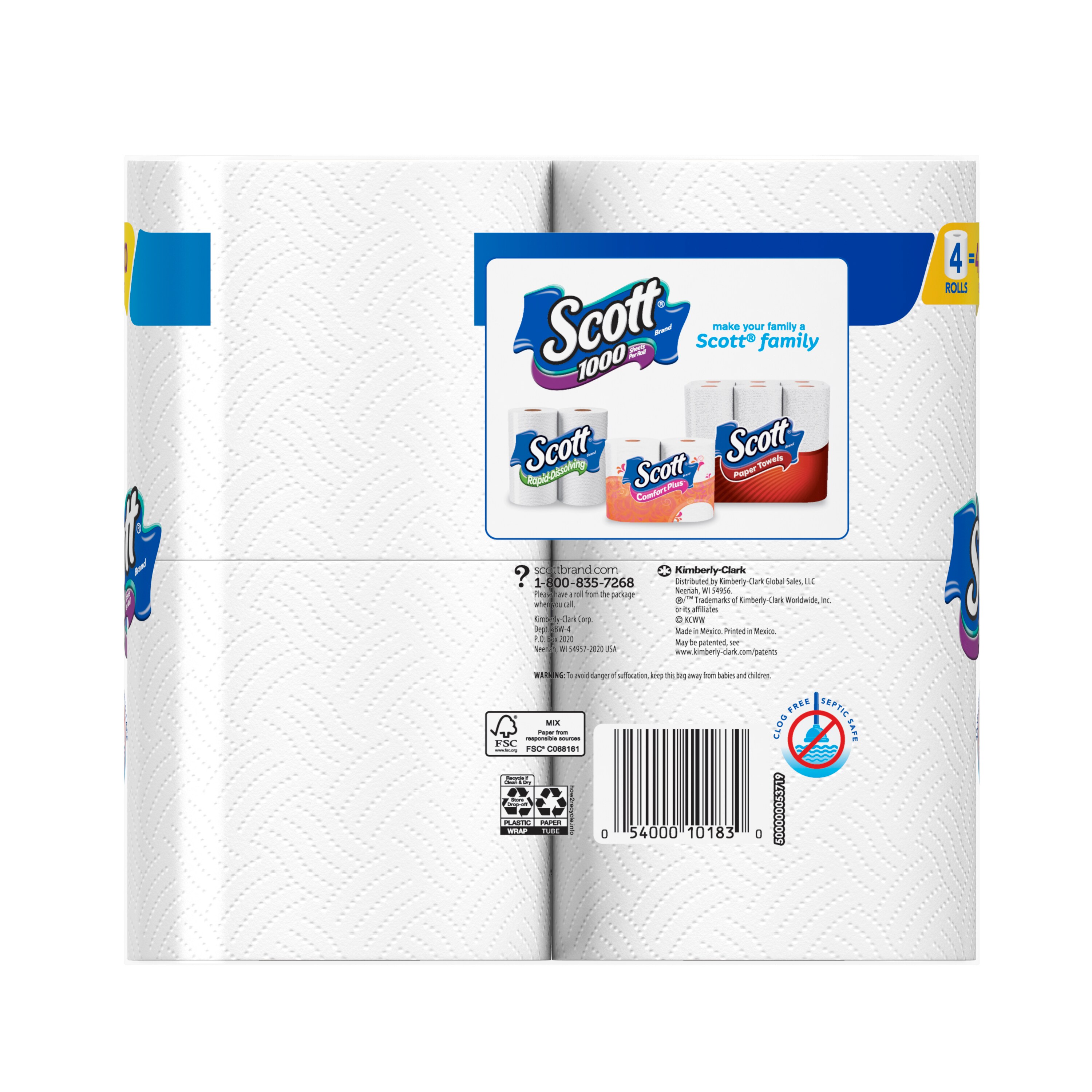 Scott 1000 Toilet Paper, 24 Rolls, 1,000 Sheets per Roll 