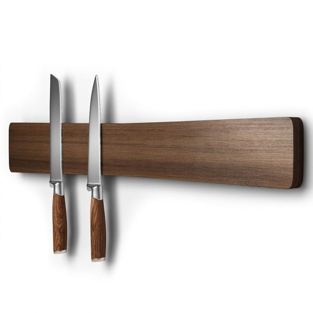 Anqtovp  Magnetic Knife Holder for Wall Acacia Wood Knife Strip 16 Inch No Drill Kitchen Utensil Organizer Tool Key Storage Bar Dark Brown
