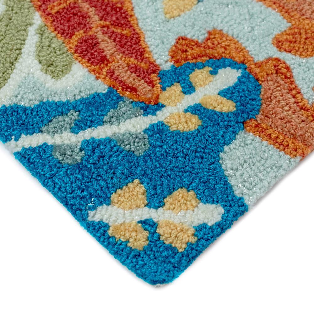 Blue Tropical Fish Hand-Tufted Indoor/Outdoor Runner Rug