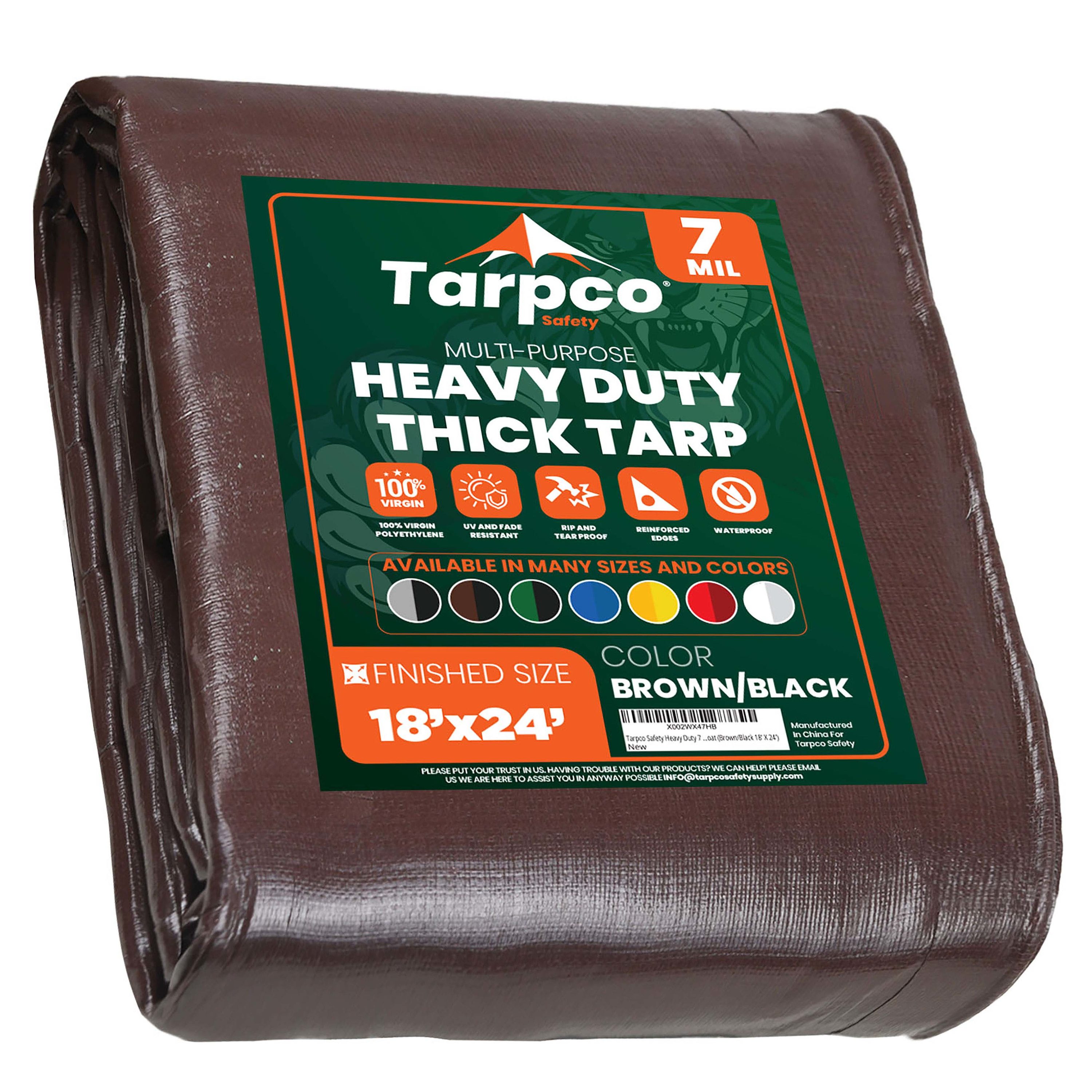 Tarpco Safety TS-202-18X24 18-ft x 24-ft Brown Waterproof Commercial Polyethylene 7-Mils Tarp
