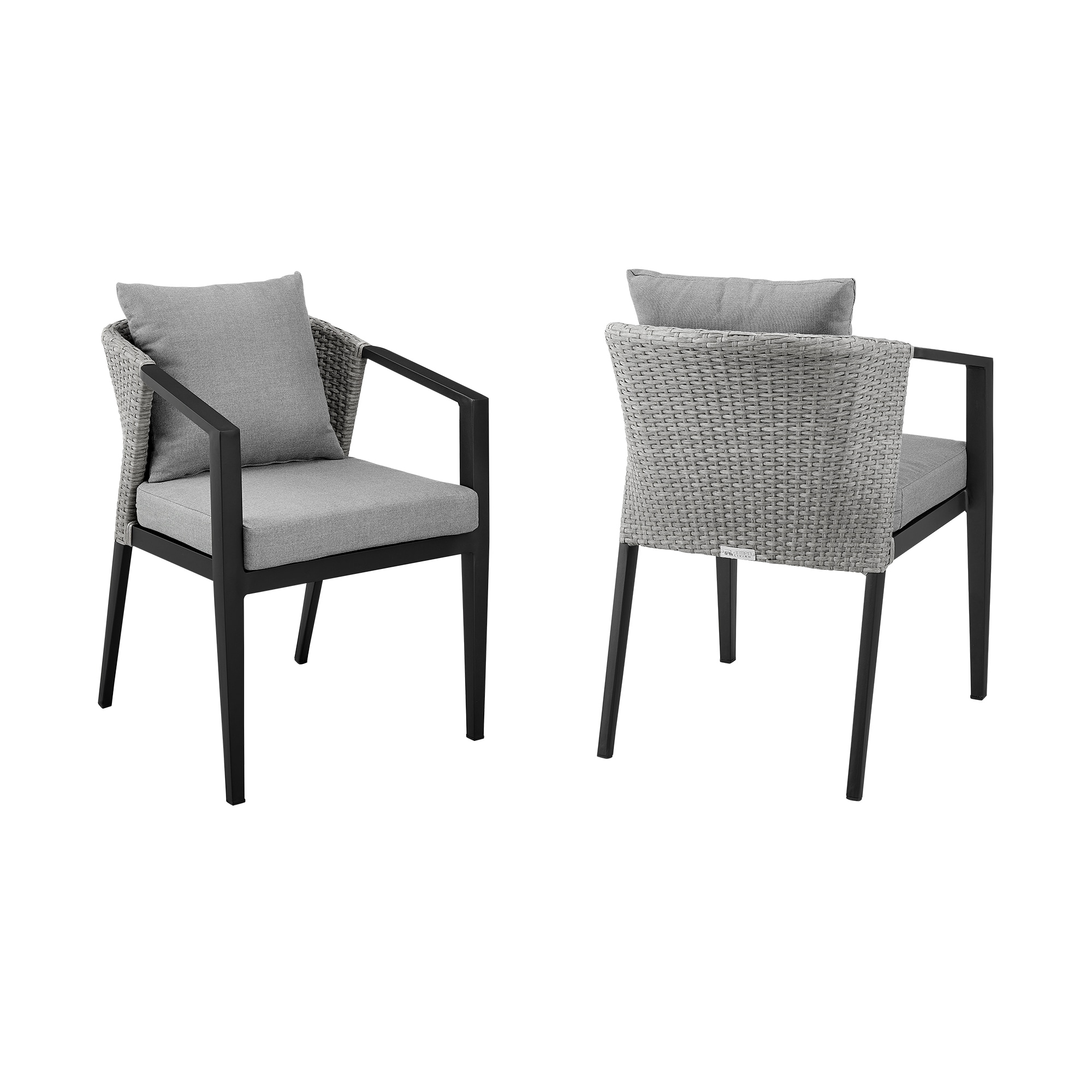 Armen Living LCPFSIGR Set of 2 Contemporary/Modern Synthetic Upholstered Dining Arm Chair (Metal Frame)