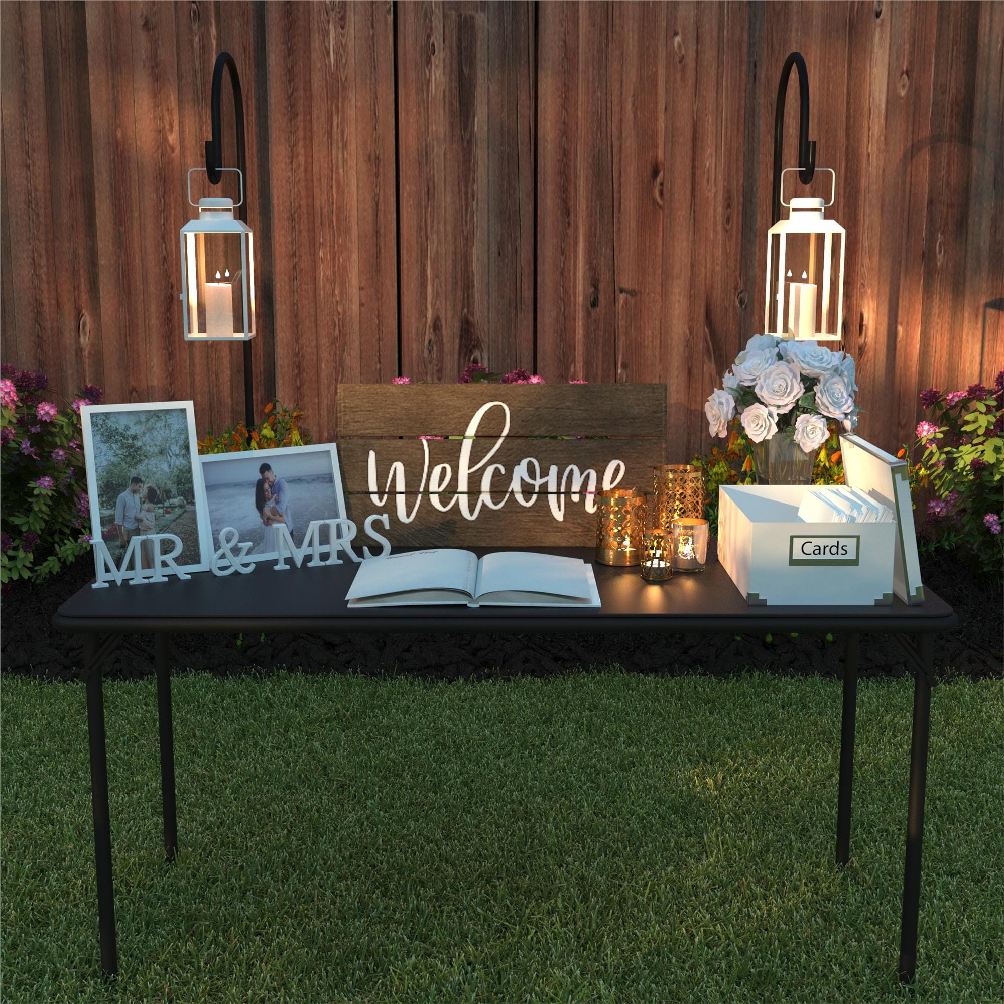Sleek Black 20" x 48" Vinyl-Top Foldable Utility Table