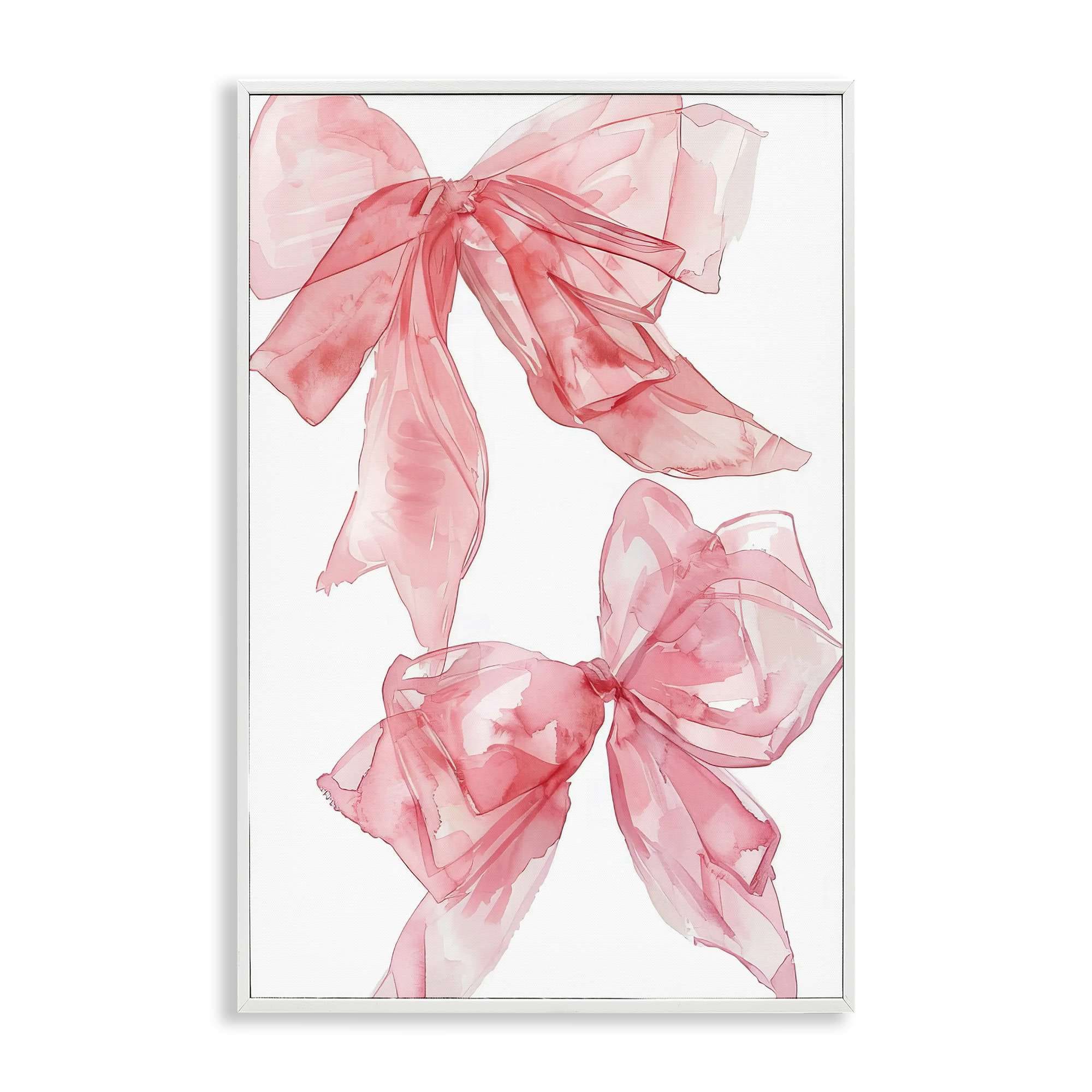 Stupell Industries BT-651-WFR-16X24 Sheer Pastel Pink Bows White Framed Giclee Art design by LSR Design Studio 16 x 24