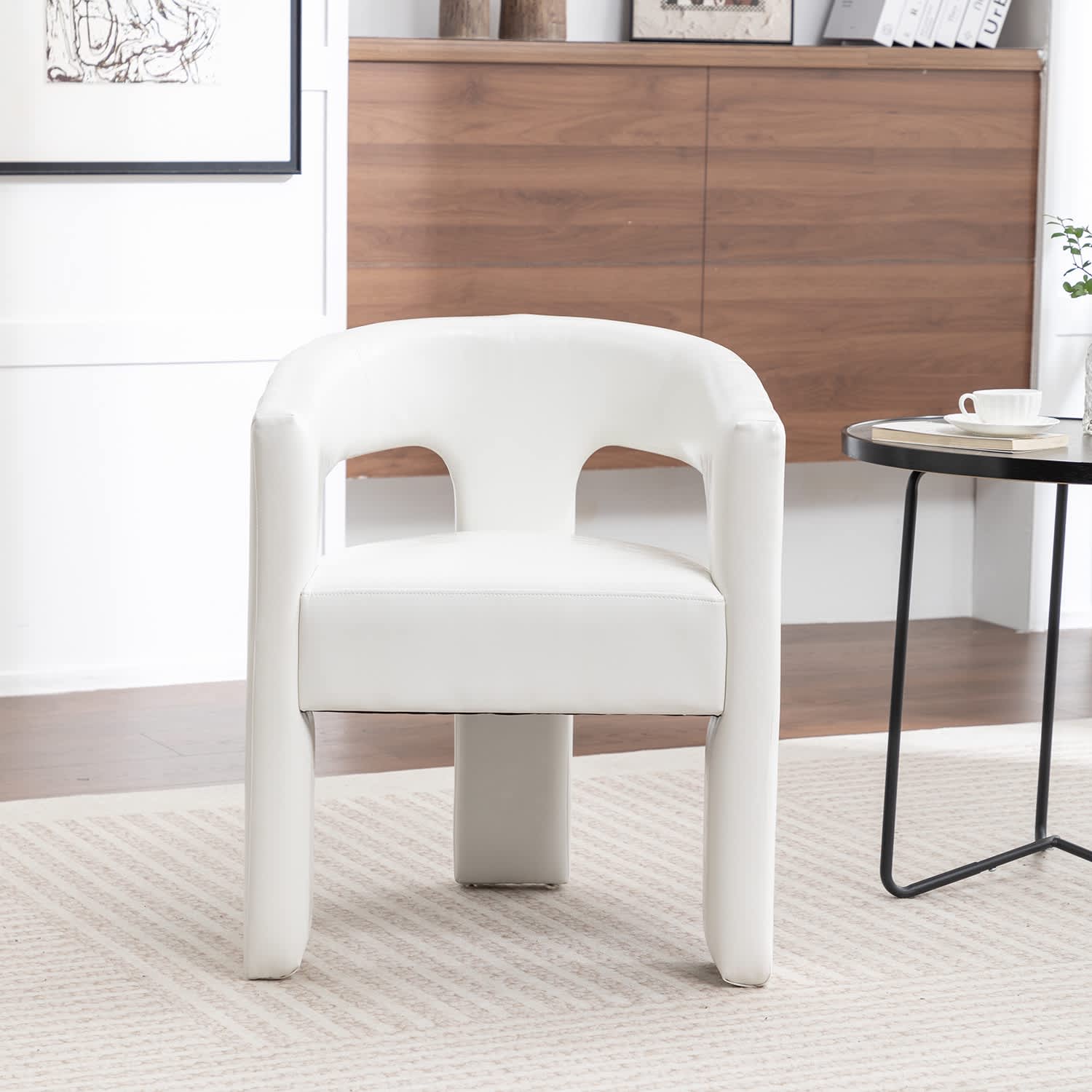 SEYNAR -  Modern Glam PU Leather Upholstered Dining Chair Open Back Accent Chair