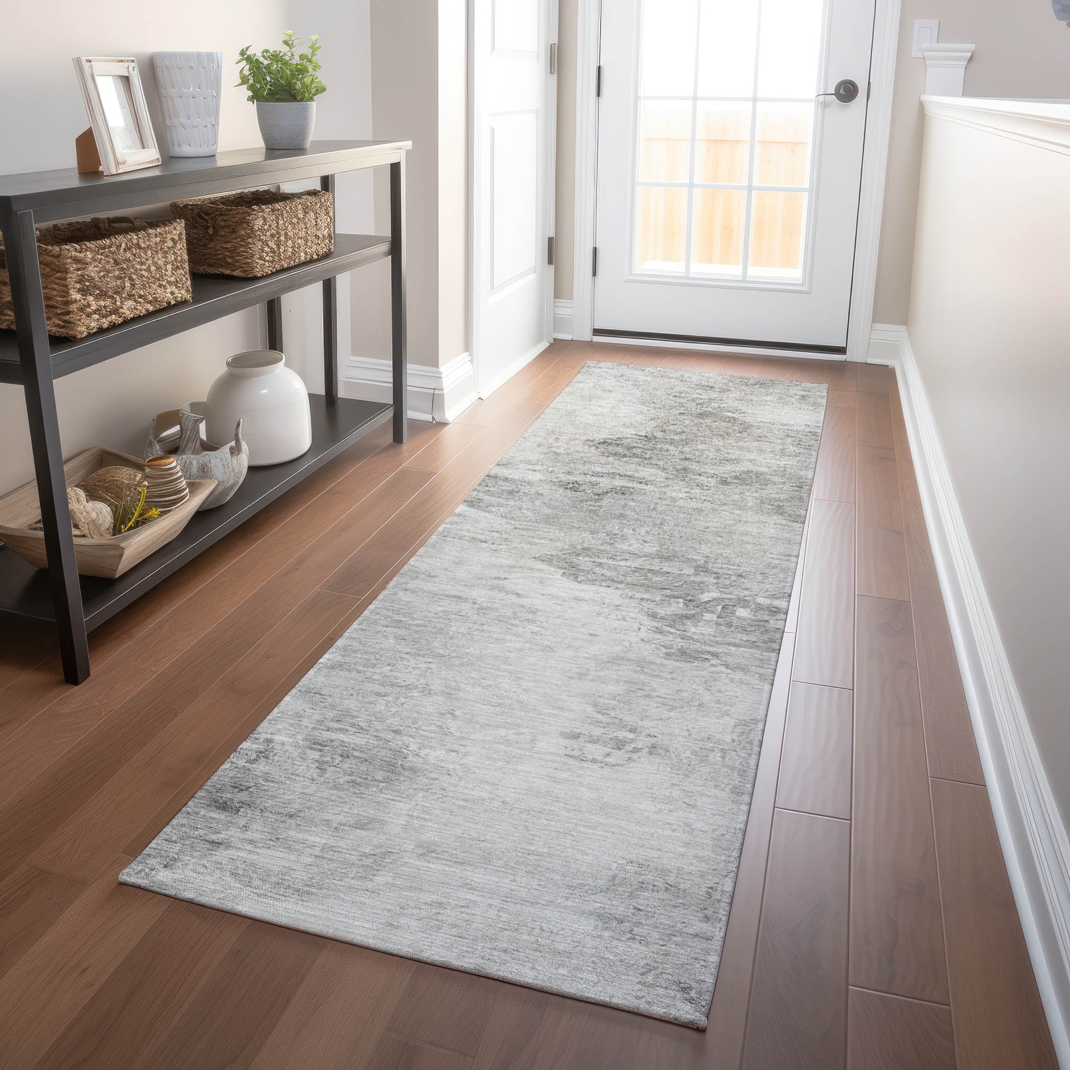 Addison Rugs ACN592SV2X8 Chantille ACN592SV 2 x 7 (ft) Polyester Silver Rectangular Indoor/Outdoor Geometric Moroccan Machine washable Runner rug