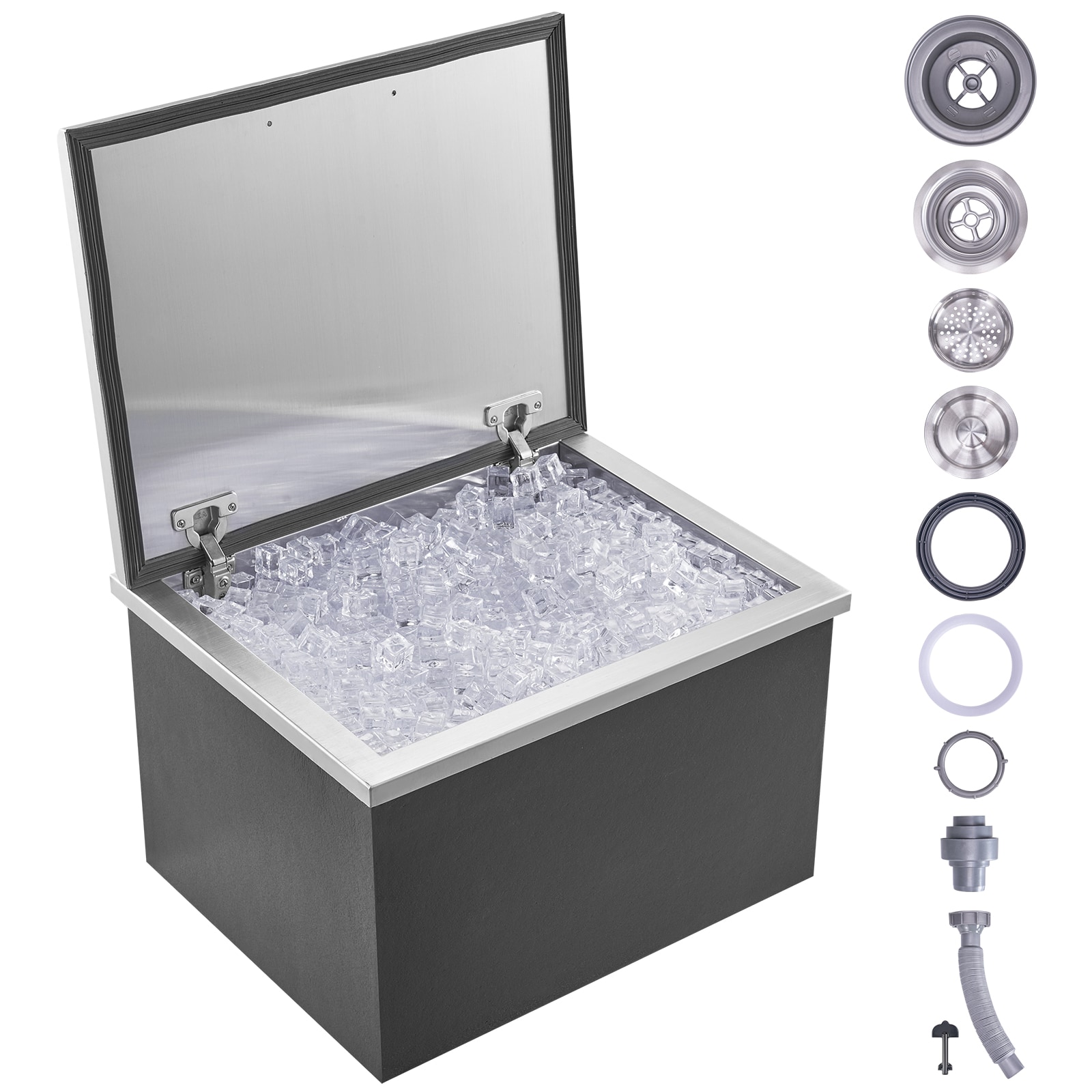 VEVOR QRSJ20X16X13VBRM7V0 11.68-Gallons 16 X 20-IN Drop-in Ice Bin Chest Interior SUS304 + Exterior SUS201 Stainless steel Ice Bucket