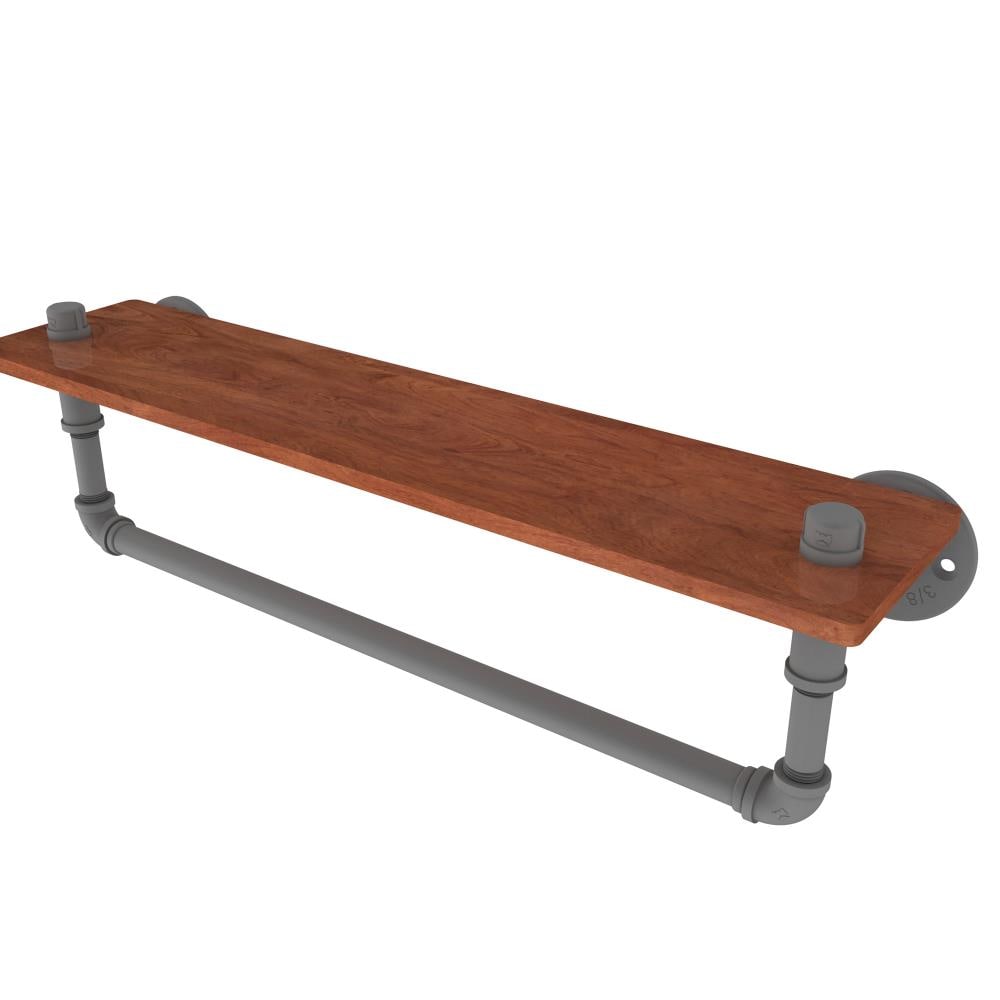Allied Brass P-460-22-WSTB-GYM Pipeline Matte Gray Metal Wall mount Bathroom Shelf ( 22-in x 6.5-in x 5-in )