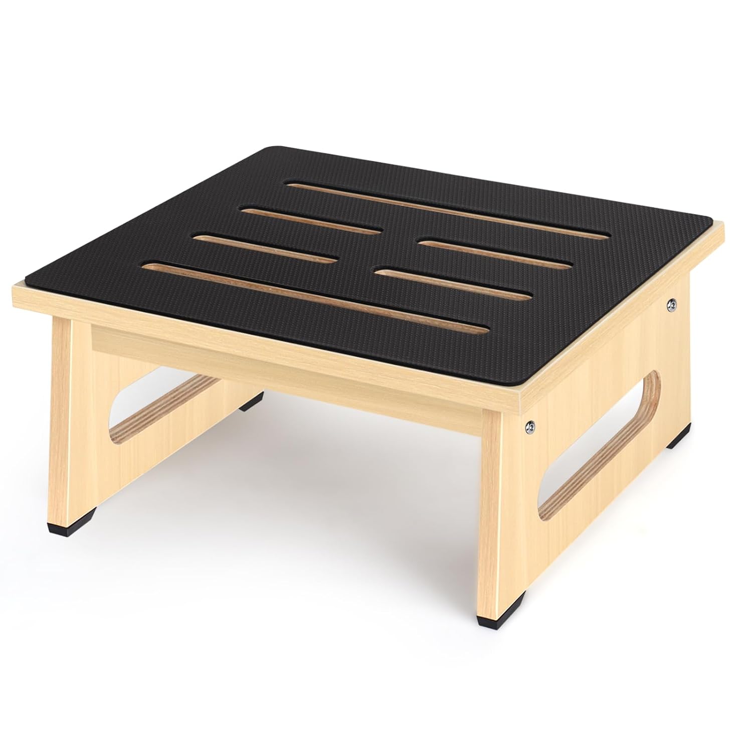 SPACELEAD Single Step Stool for Adults and Seniors with Non-Slip Rubber Surface and Anti-Slip Feet 6.9 in Height 450 lb Capacity Wooden Platform Step for Bed Bathroom Kitchen and Bedroom