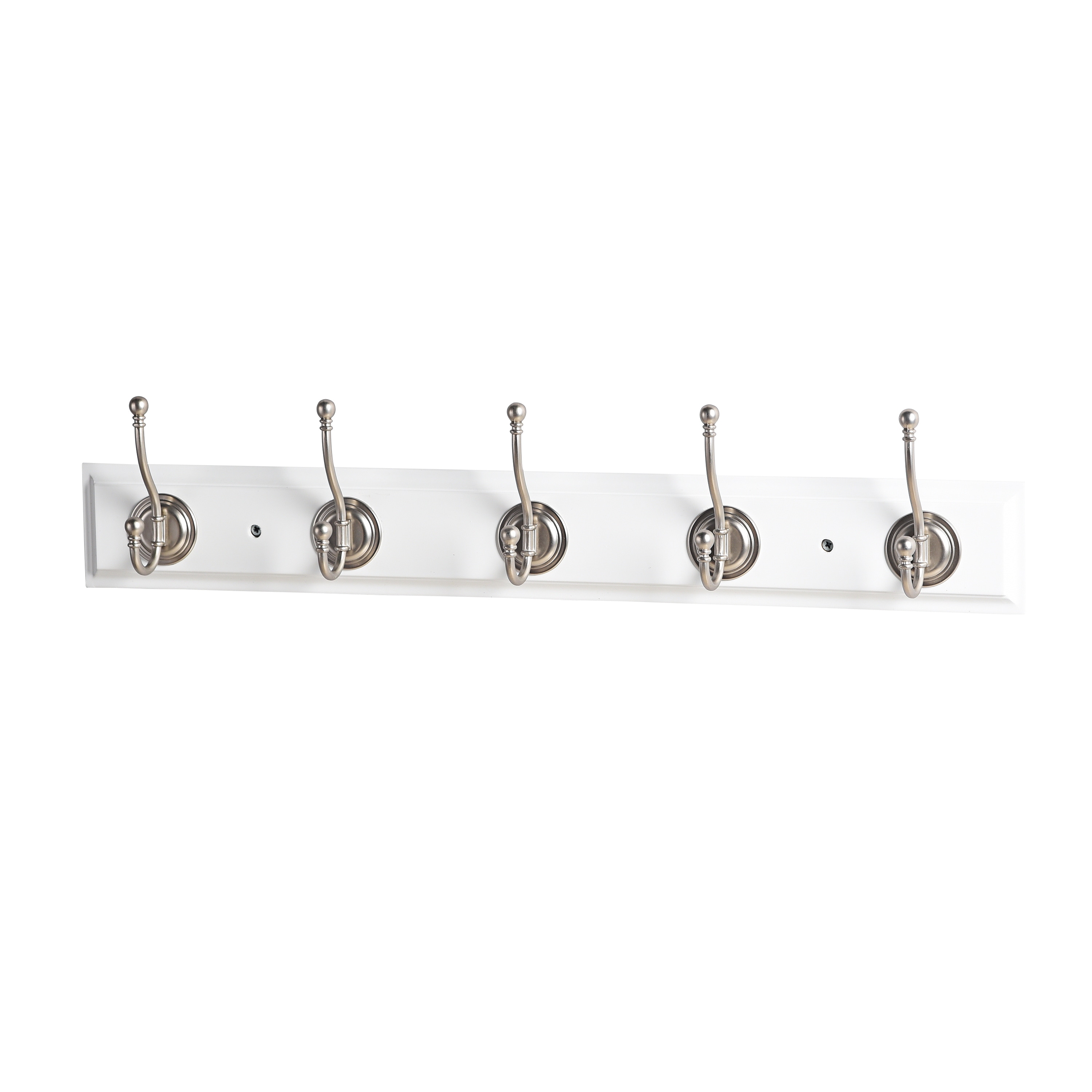 Mascot Hardware 5-Hook 26.97-in x 3.54-in H White/Satin Nickel Decorative  Wall Hook (35-lb Capacity) in the Decorative Wall Hooks department at