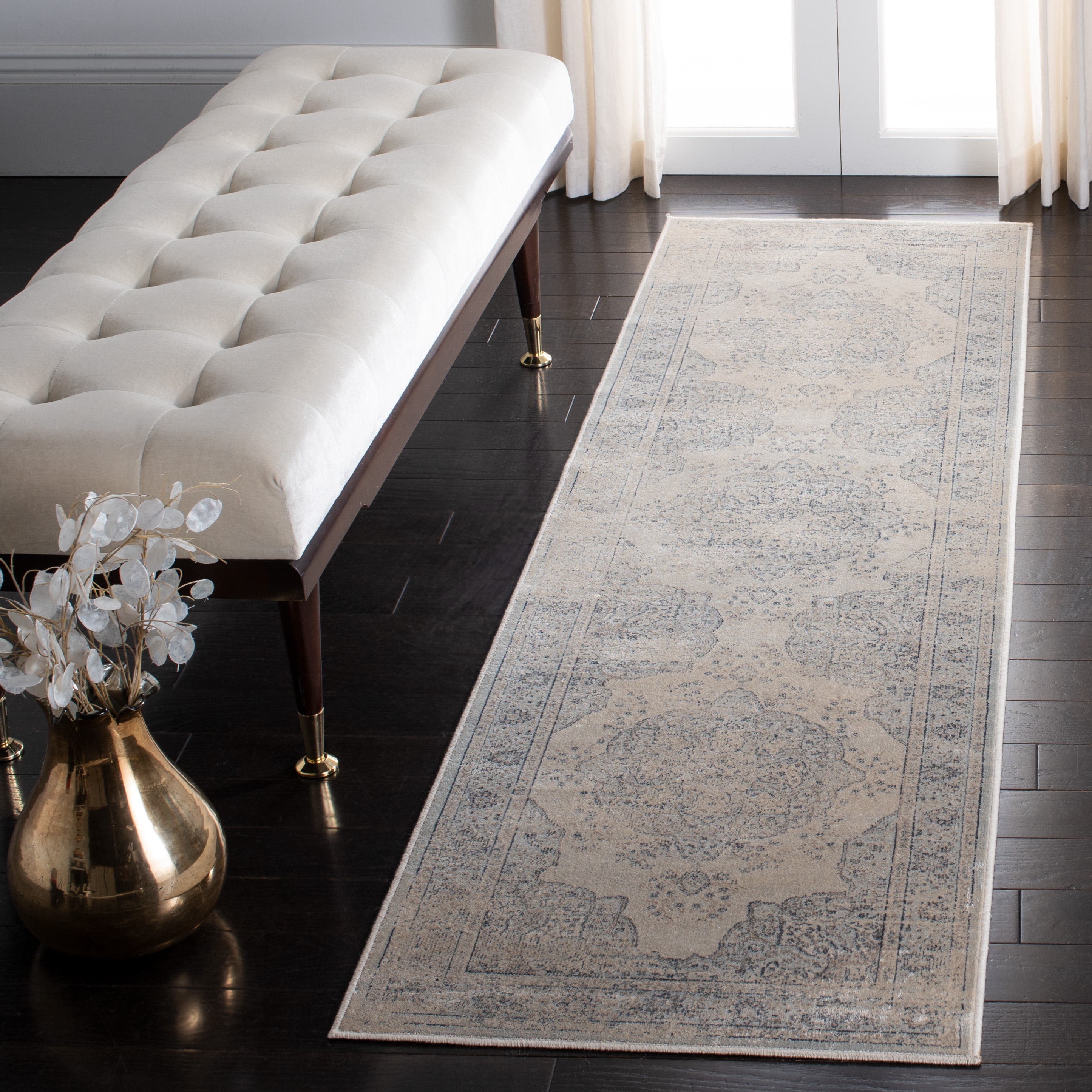 Safavieh VTG158-7440-28 Vintage Kerman 2 x 8 (ft) Loomed Synthetic Light Blue/Cream Rectangular Indoor Distressed/Overdyed Vintage Runner rug