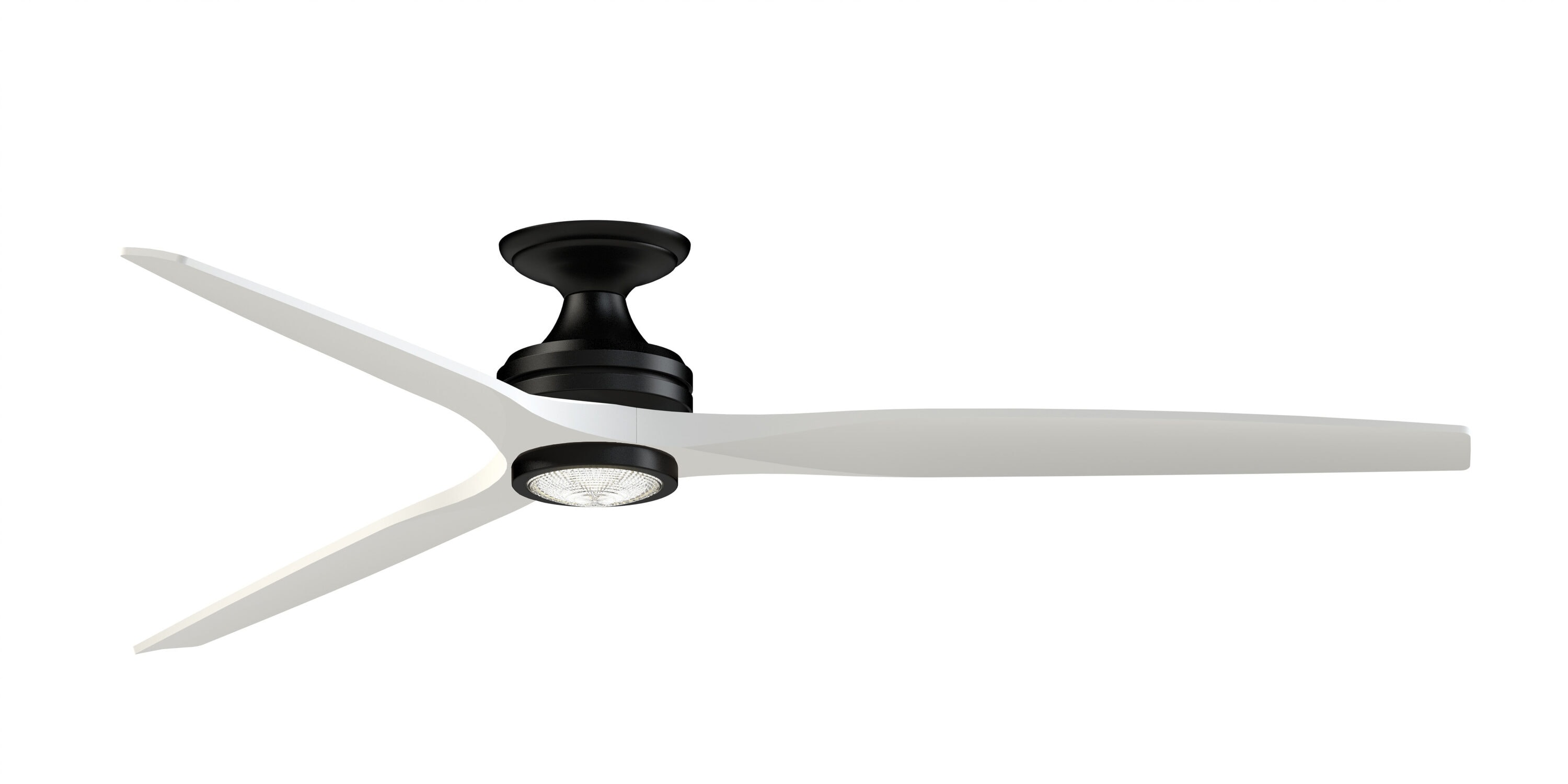 Fanimation FPD6721BBL-72MW-LK-F Spitfire 72-in Color-Changing Integrated LED Outdoor Flush Mount Smart Black with Matte White Blades Propeller Ceiling Fan With Light - Remote Included ( 3 -Blade )