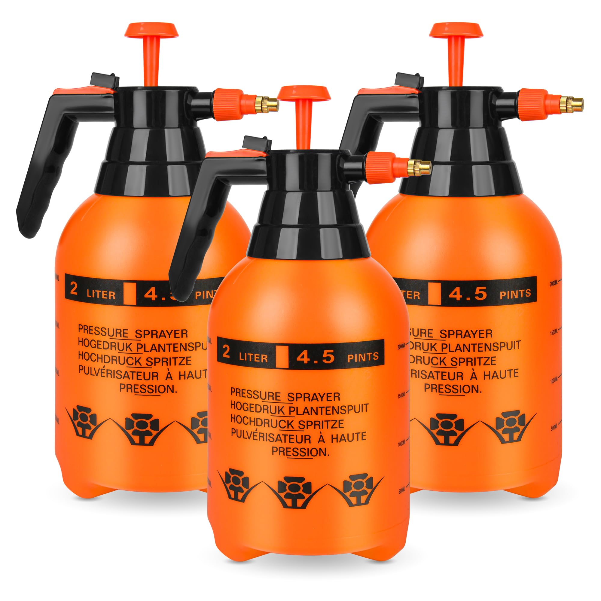 Vrbgify -  3 pack Half gallon plastic handheld pump sprayer adjustable nozzle for garden plants c...