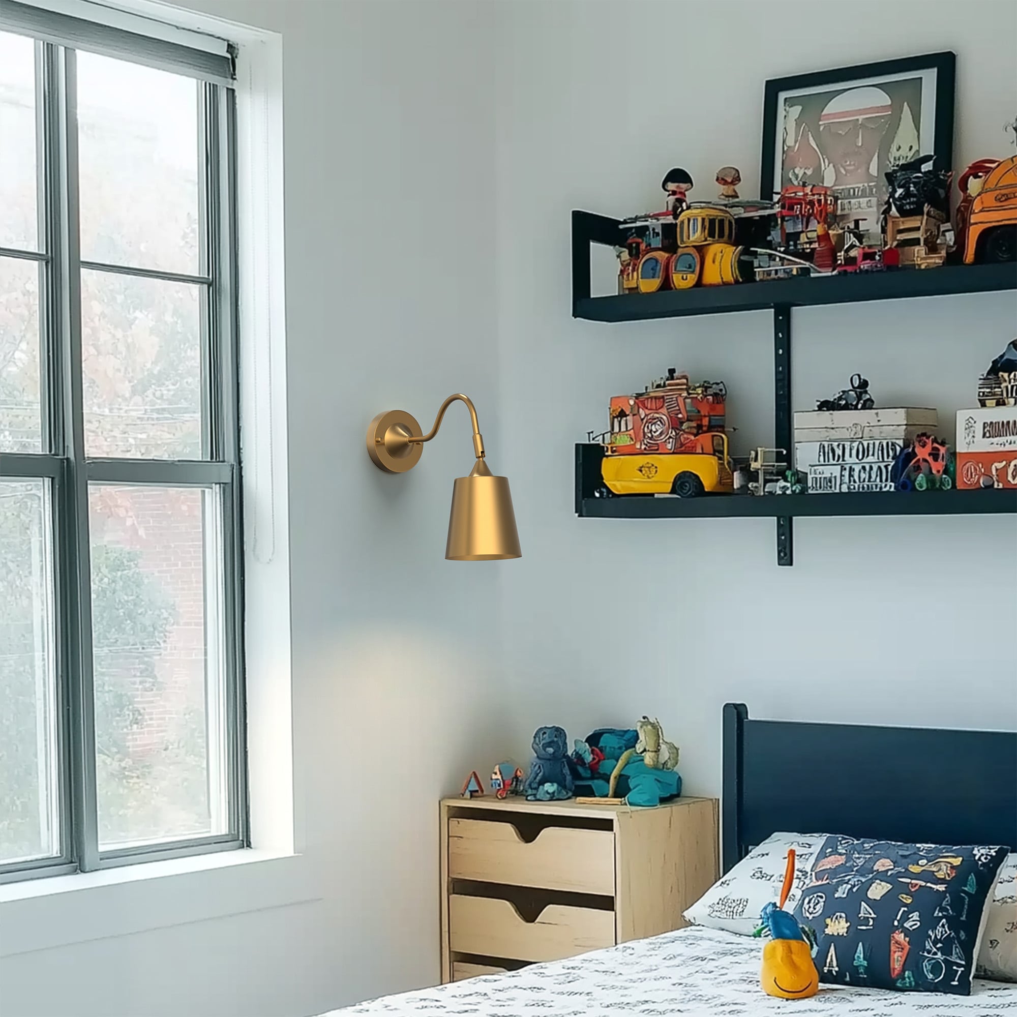 YANSUN LA-NB13701AGD-2A 12.7-in 2 -Light Black Industrial Vanity light