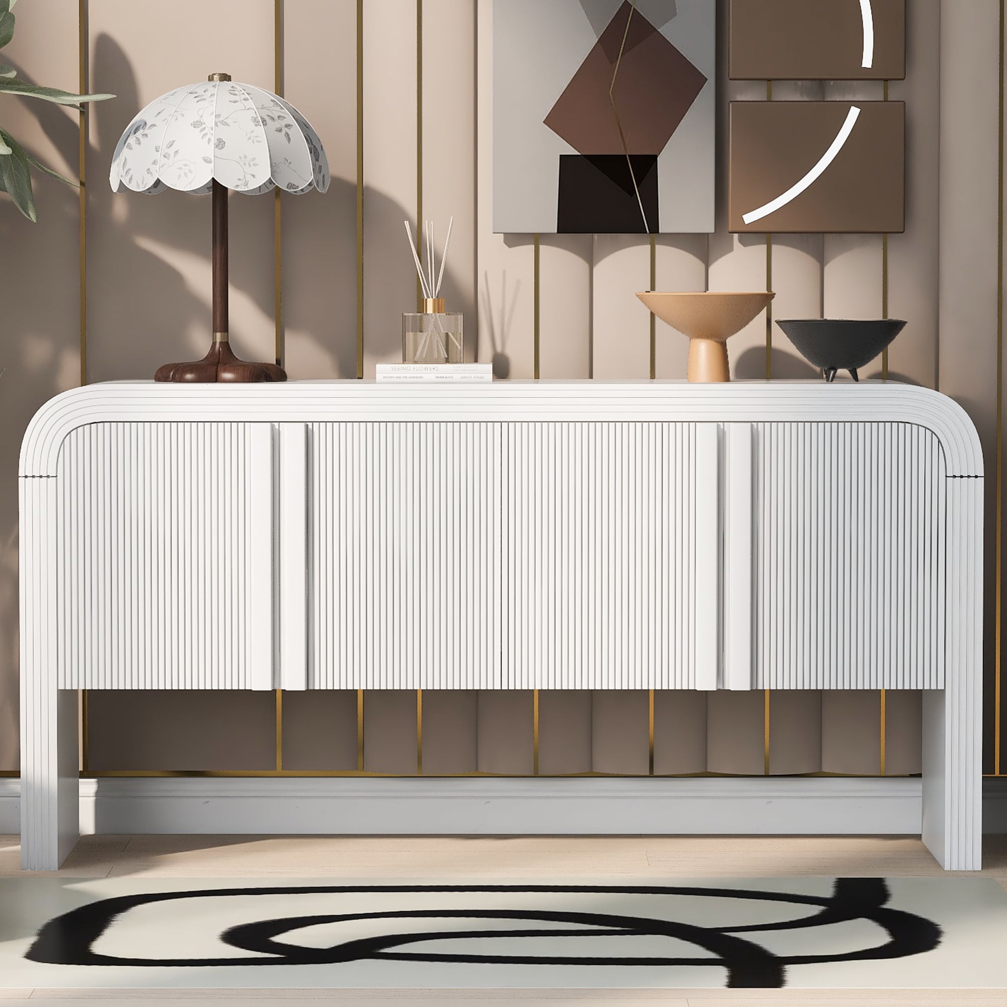 JIMSMAISON JMUSCB37W 63-in W 4-Door White Accent Cabinet