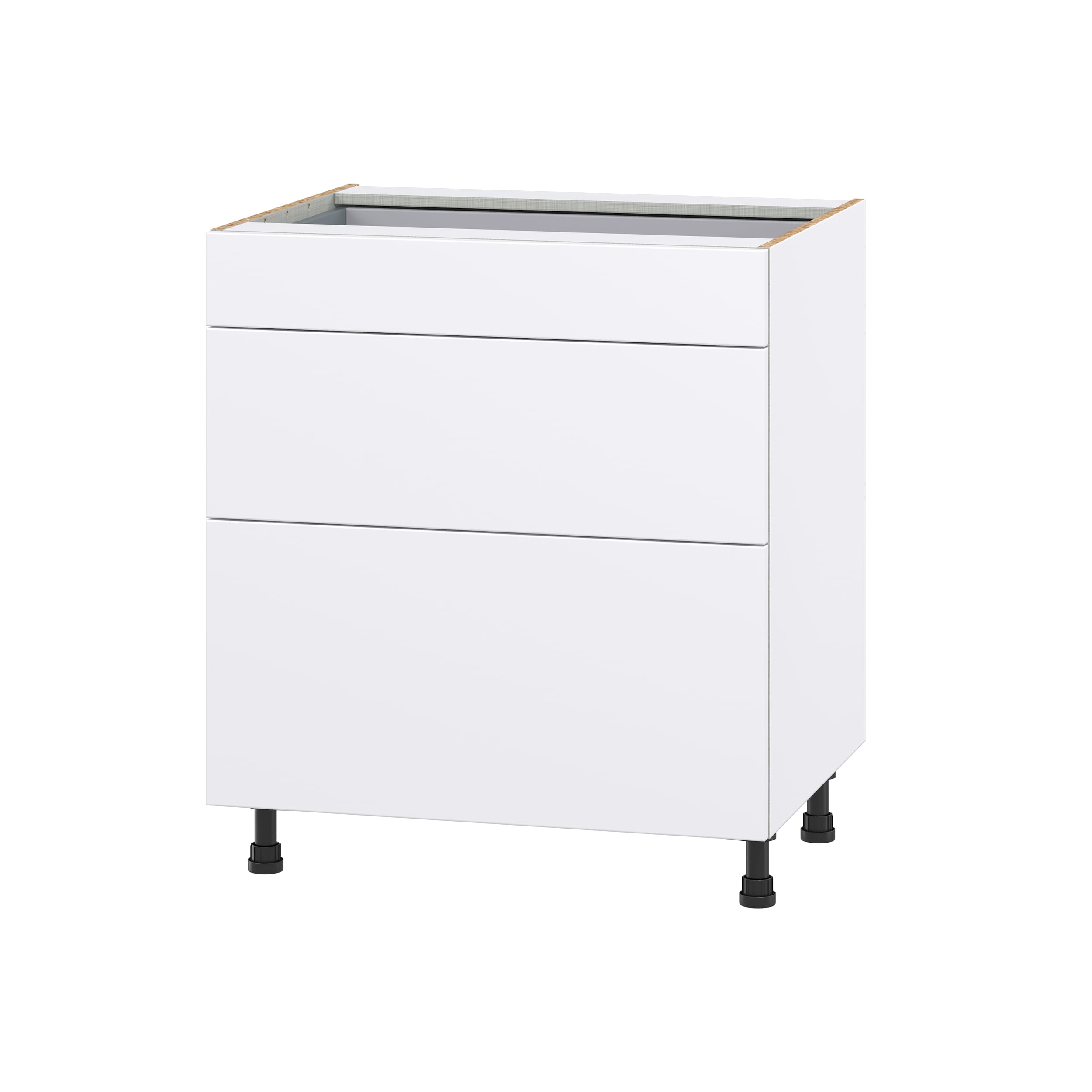 Hugo&Borg Lasalle 24-in W x 30-in H x 21-in D Bright White Slab 3-Drawer Base Fully Assembled Cabinet (Flat Panel Style)