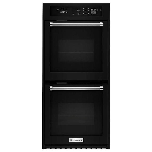 Kitchenaid 24 In Self Cleaning Single Fan Double Electric Wall Oven Black The Ovens Department At Com - 24 Inch Double Wall Oven Electric Thermador